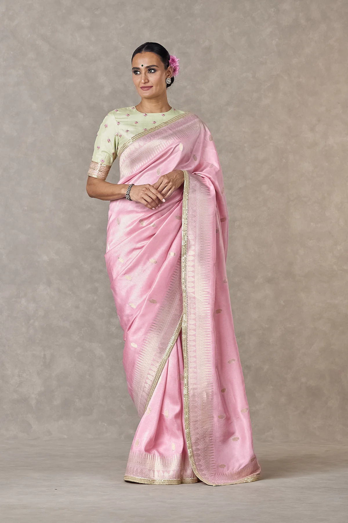 Baby Pink Haath Phool Saree - Image 3