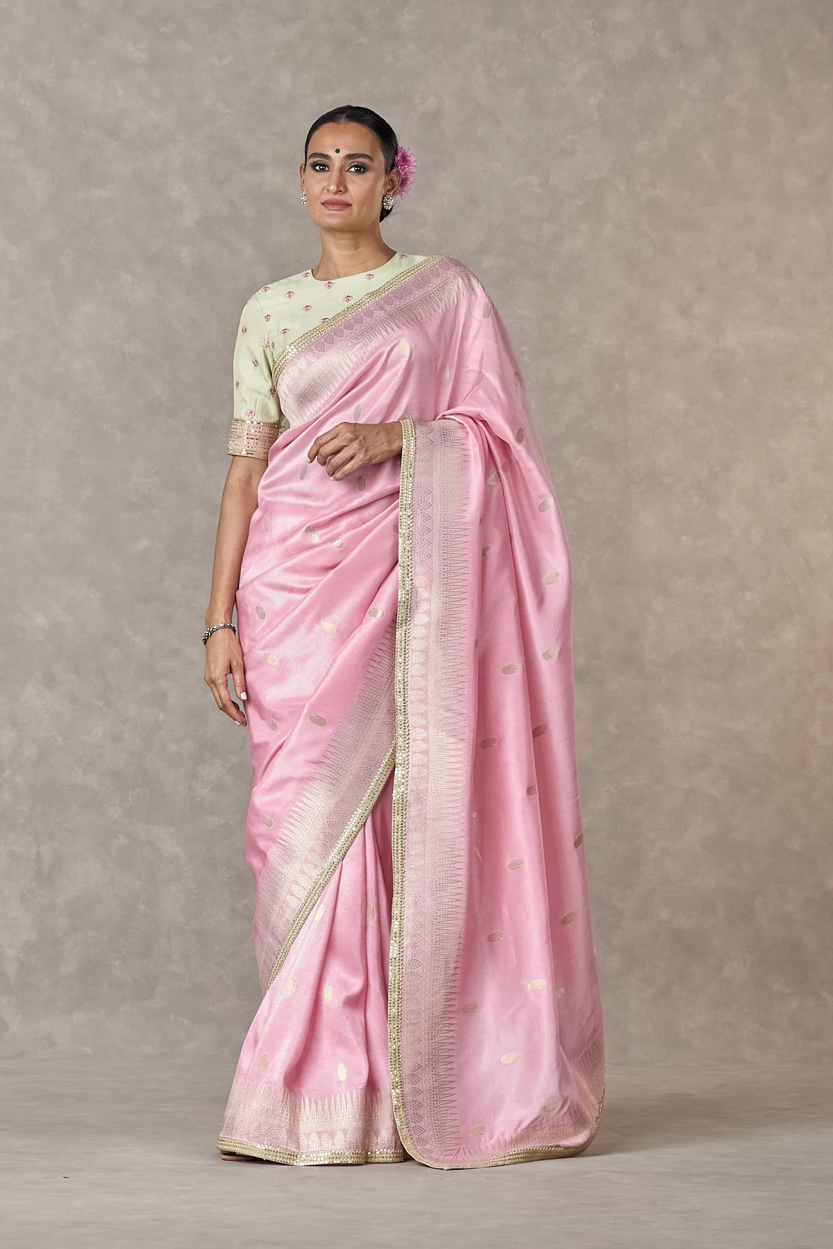 Baby Pink Haath Phool Saree - Image 4
