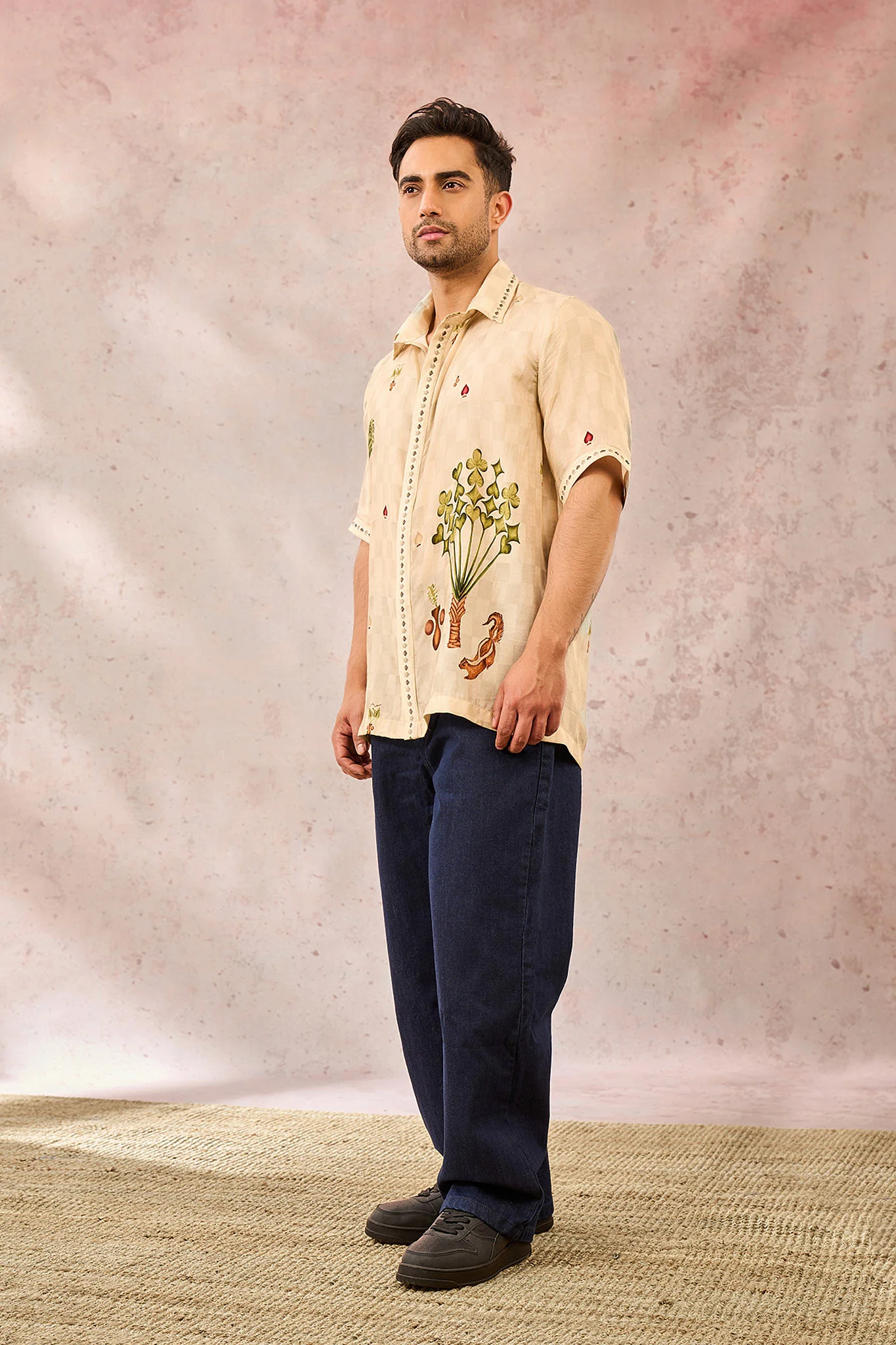 Beige Checkers Bloom Shirt - Image 5