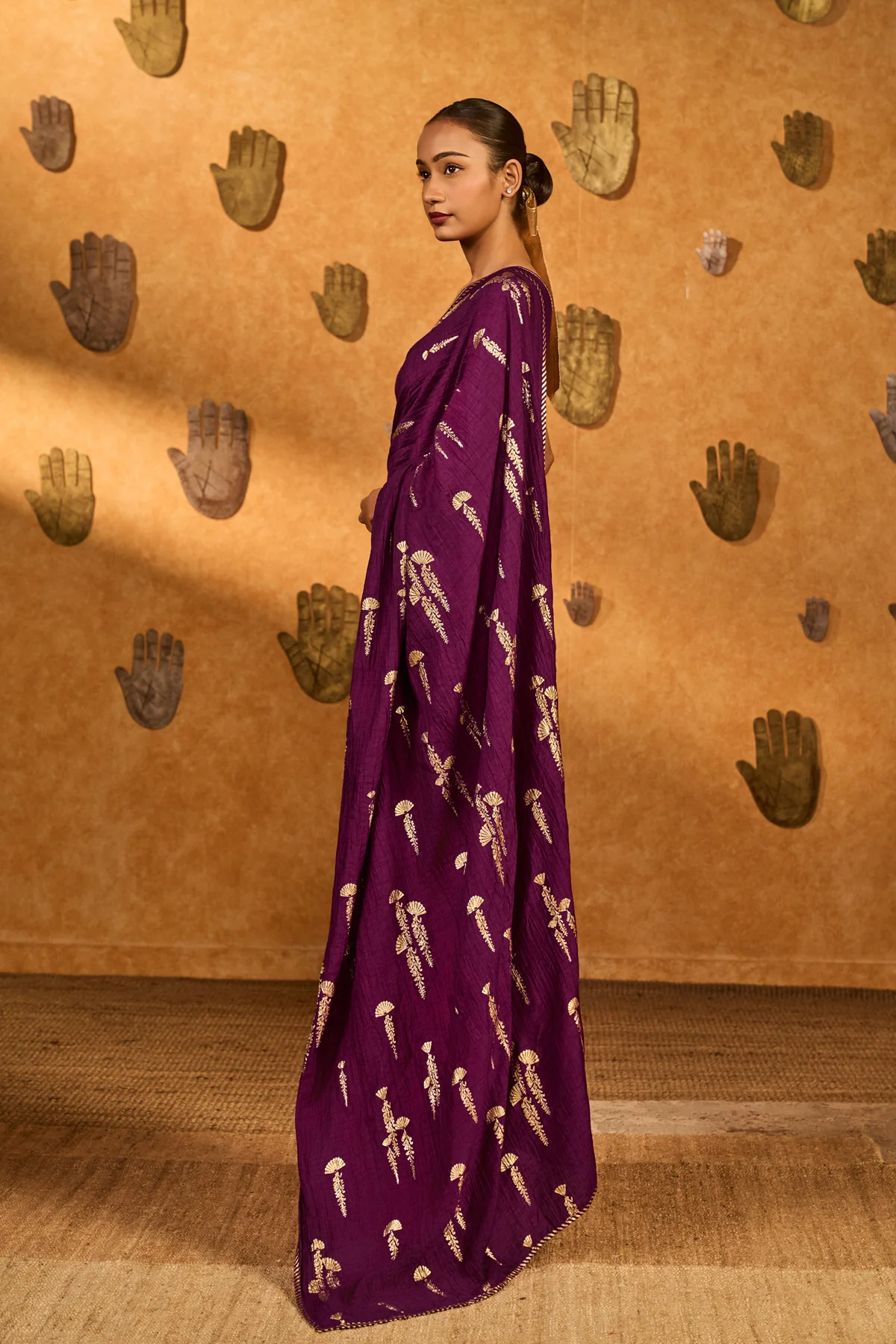 Berry Cherry Wine Saree - Image 3