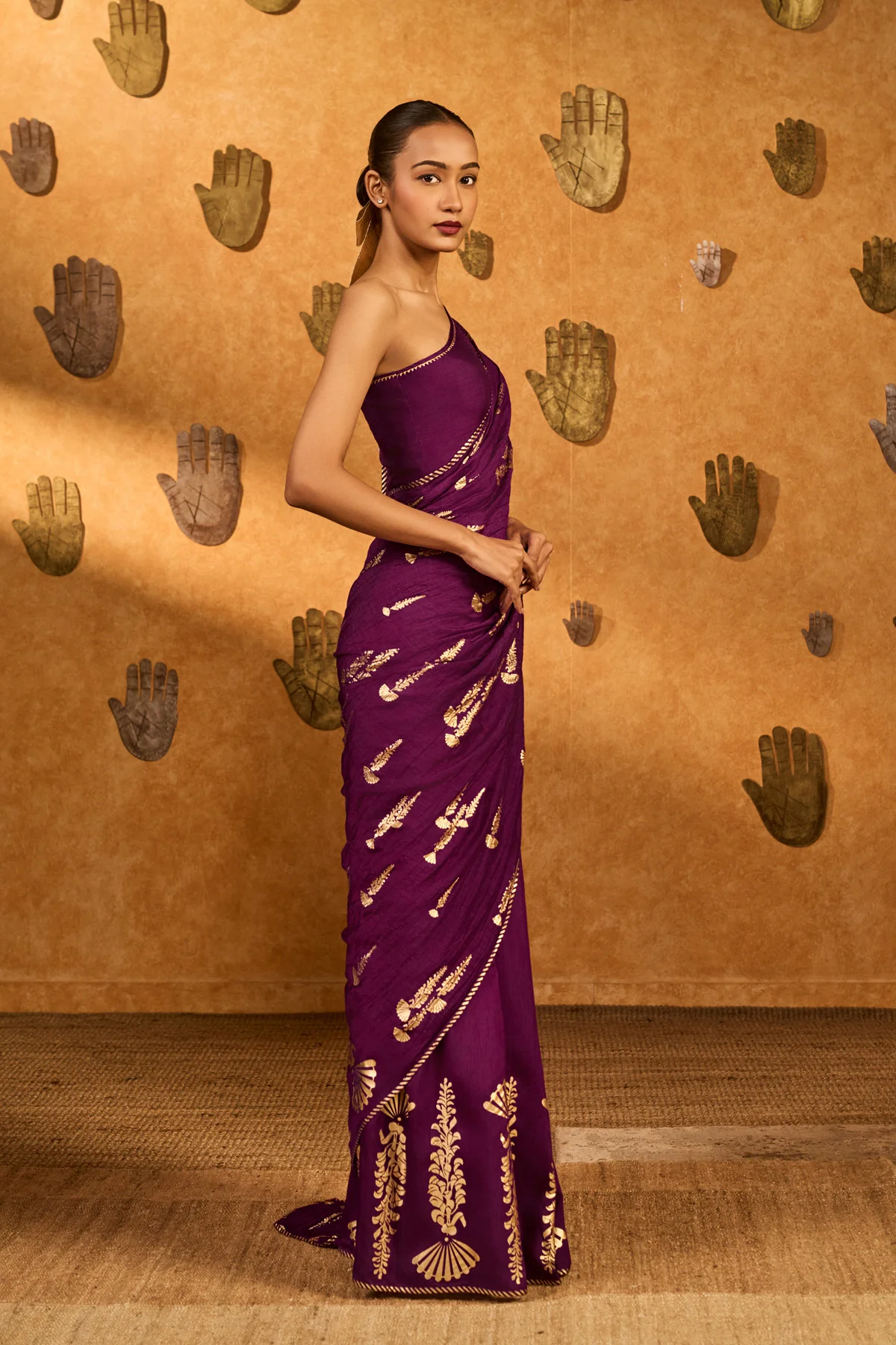 Berry Cherry Wine Saree - Image 4