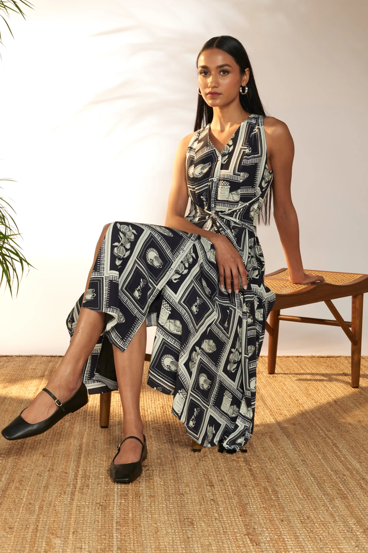 Black And White Checkmate Midi Dress - Image 2