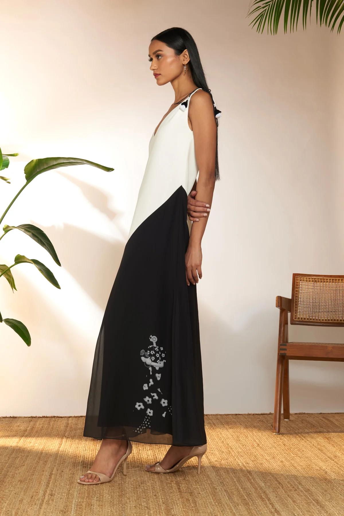 Black And White Tropicool Spaghetti Dress - Image 3