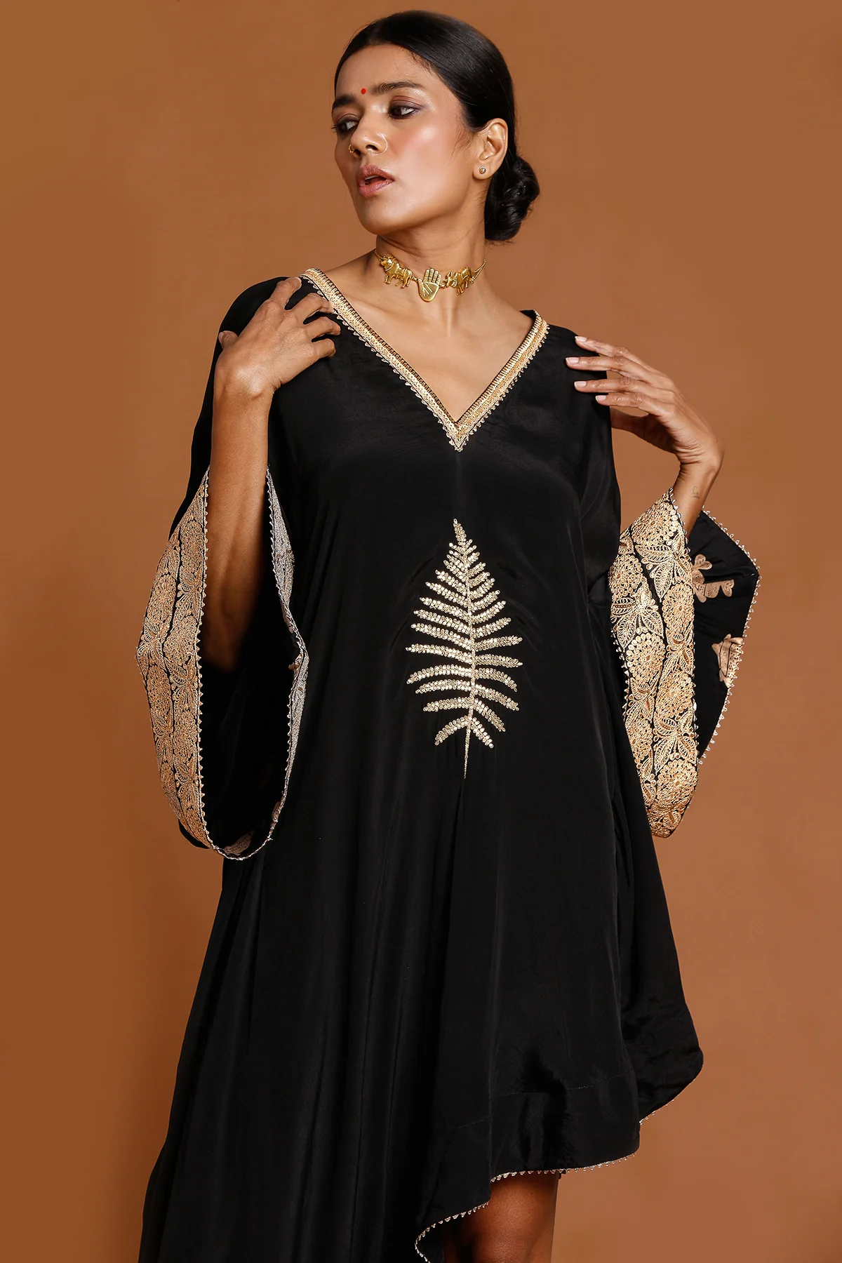 Black Embroidered Kaftan - Image 6