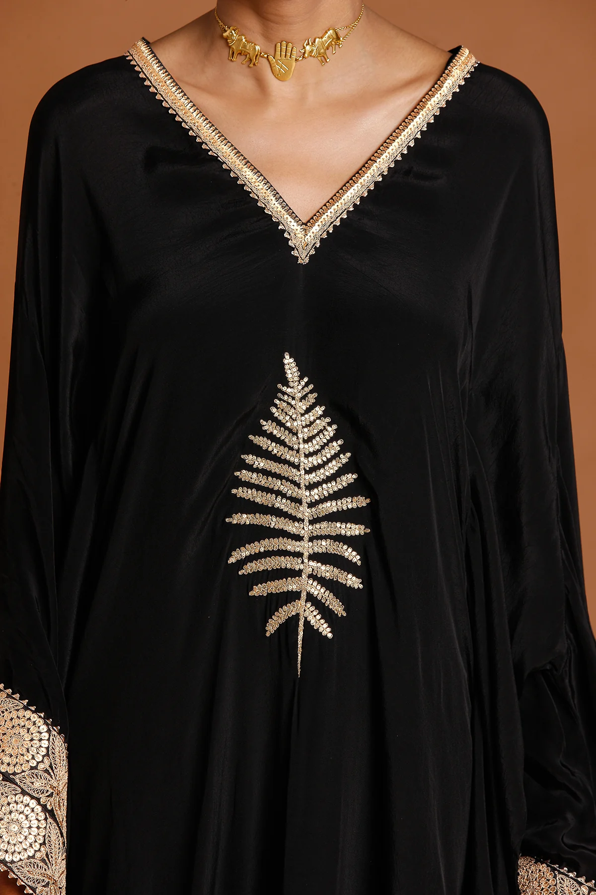 Black Embroidered Kaftan - Image 7
