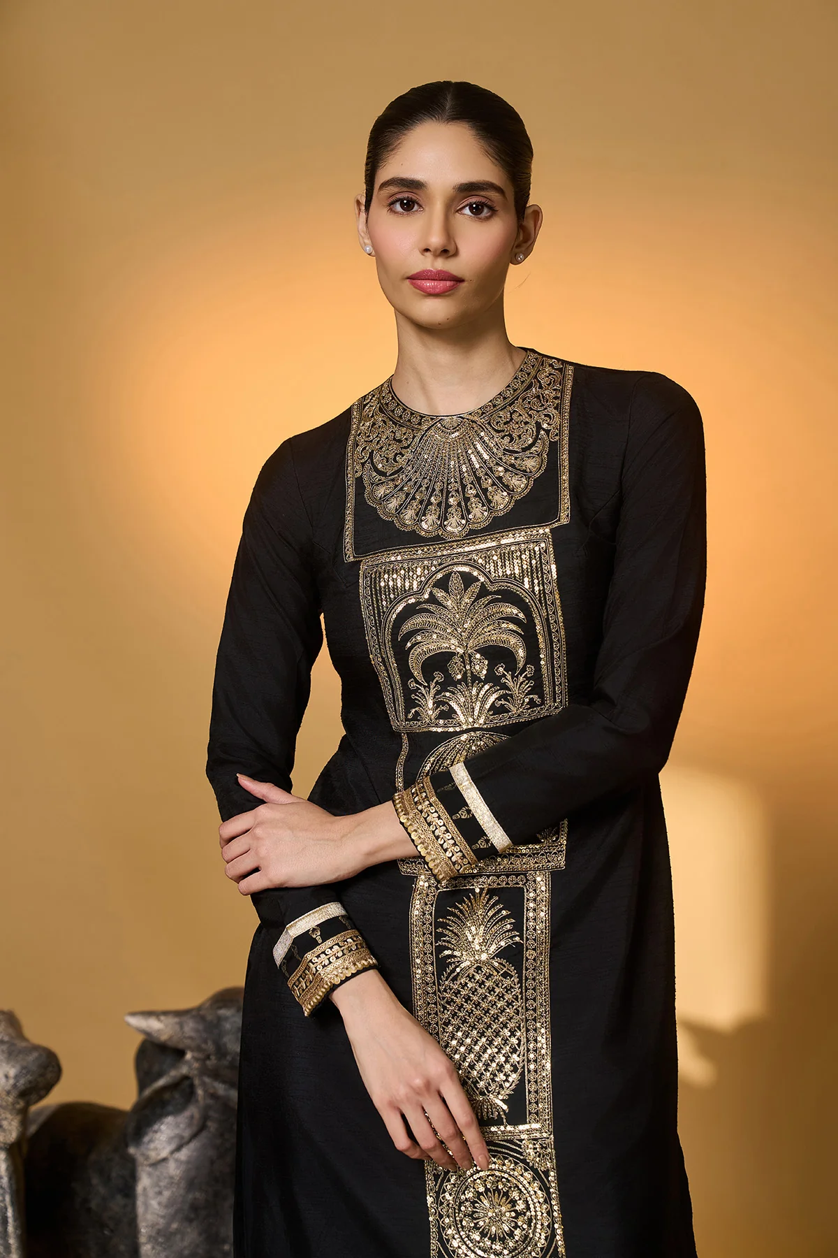 Black Khidki Kurta Set - Image 2