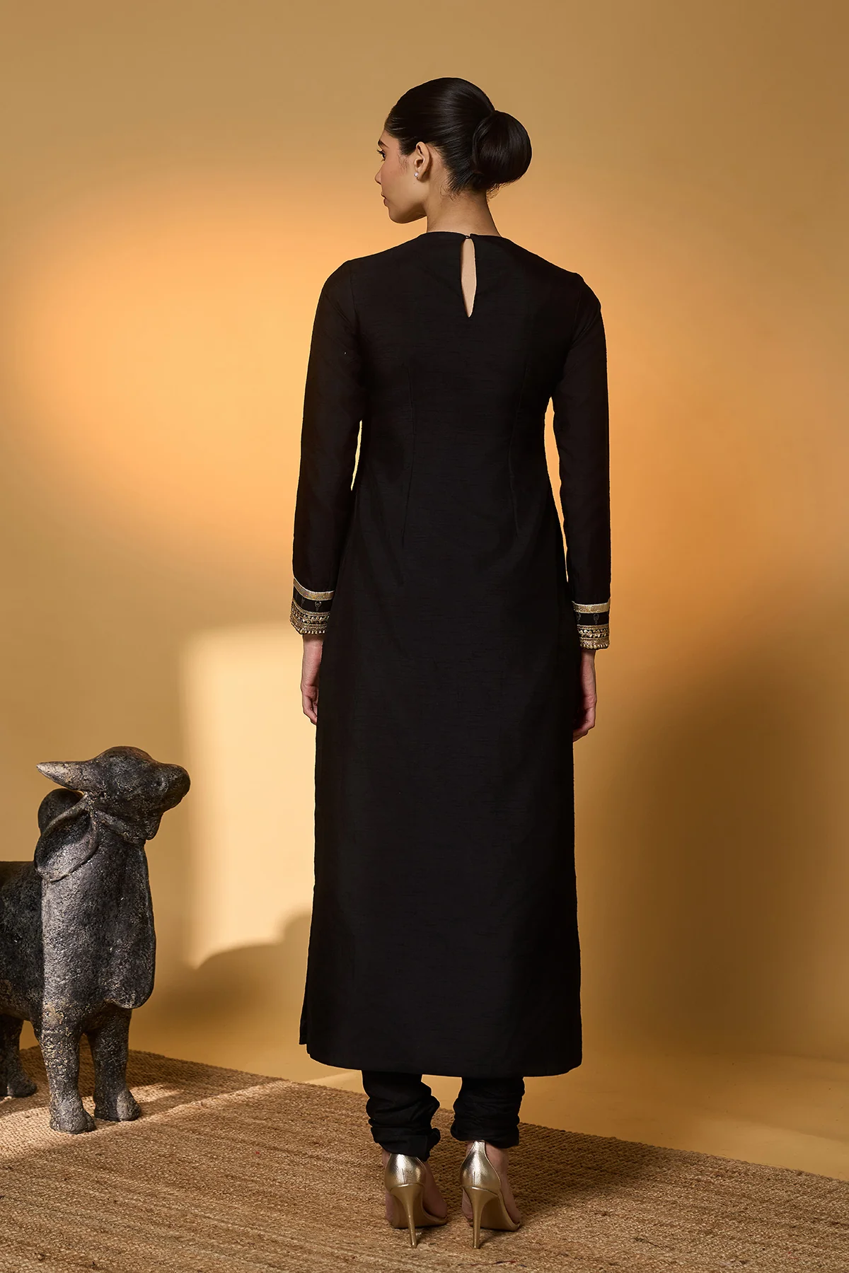 Black Khidki Kurta Set - Image 3