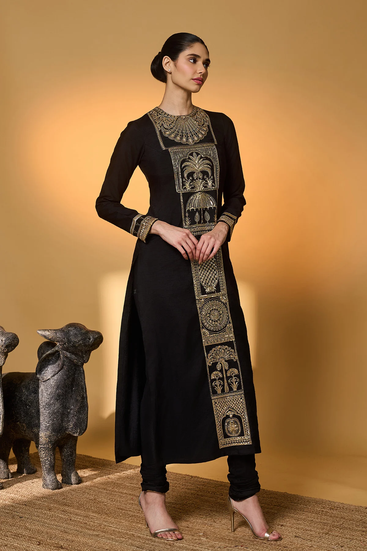 Black Khidki Kurta Set - Image 4