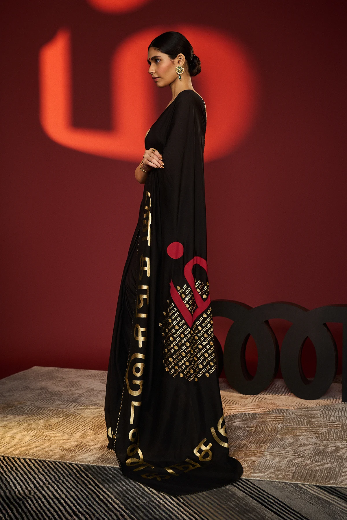 Black Madras Muse Saree - Image 13