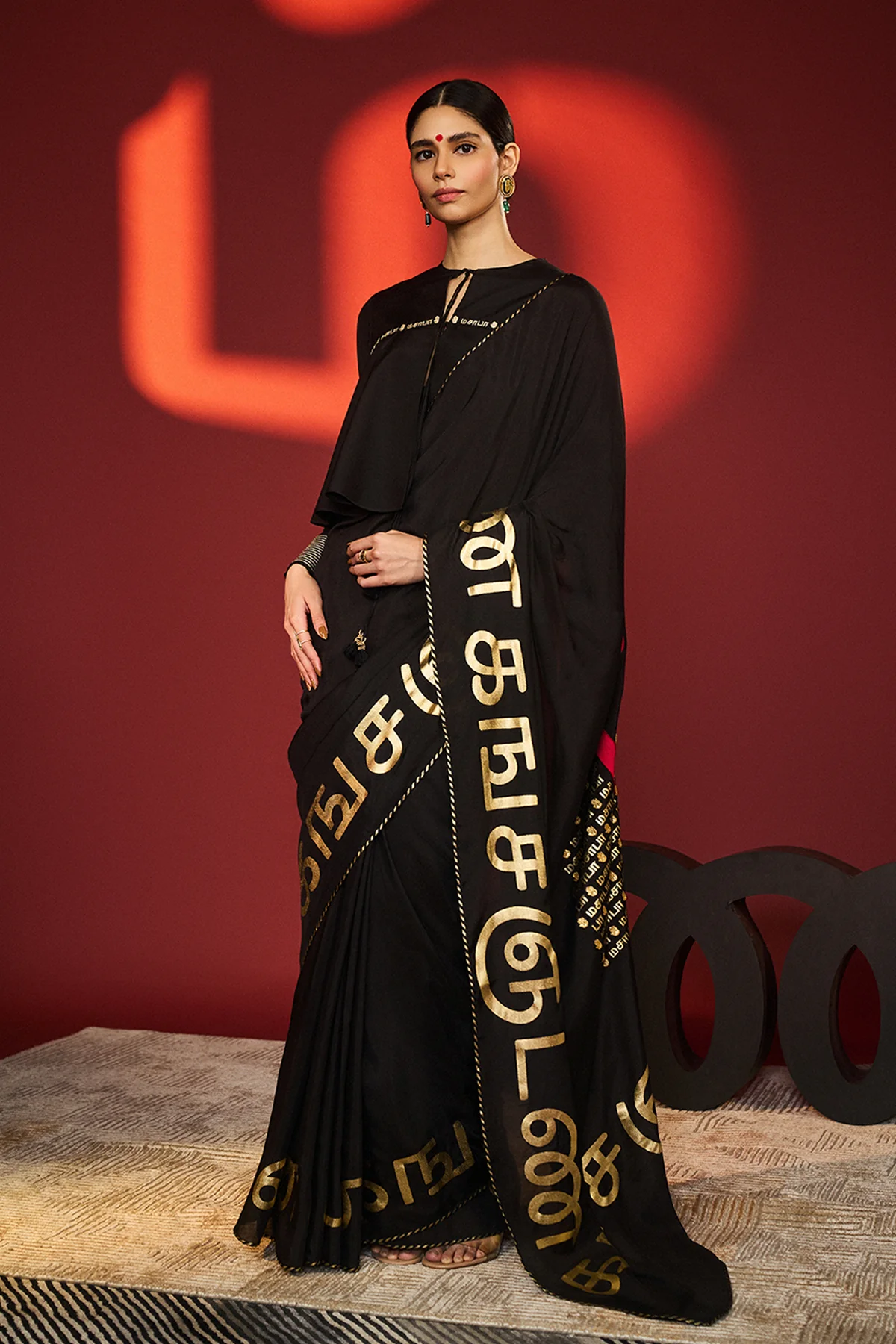 Black Madras Muse Saree - Image 14