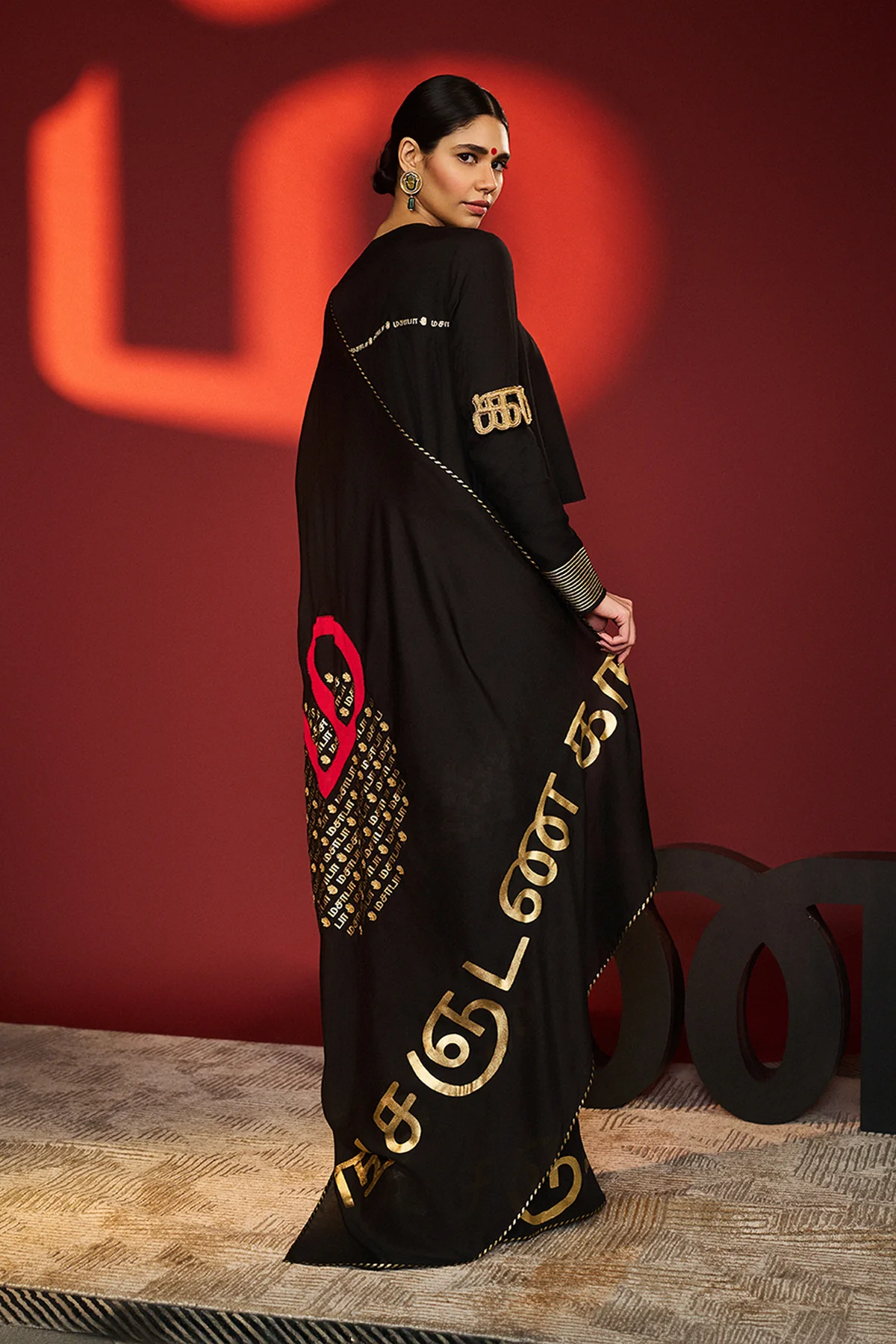 Black Madras Muse Saree - Image 18