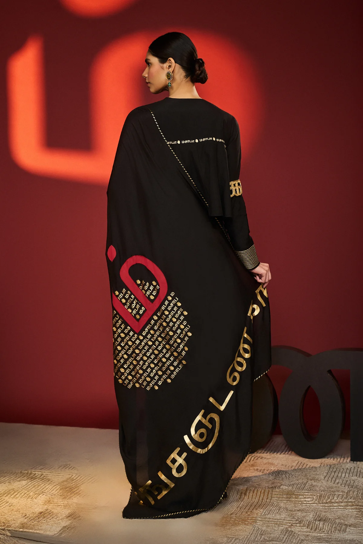 Black Madras Muse Saree - Image 19