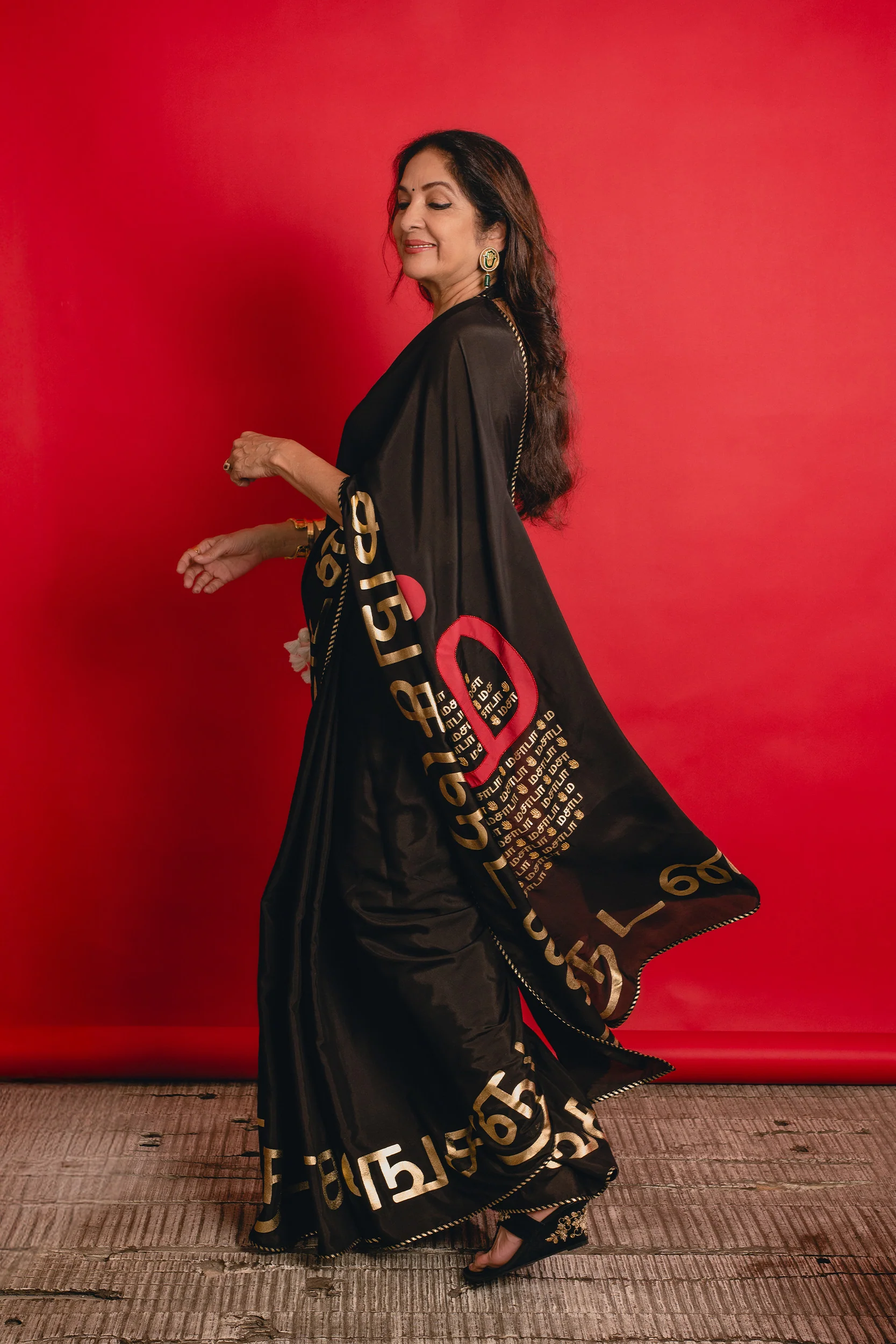 Black Madras Muse Saree - Image 3
