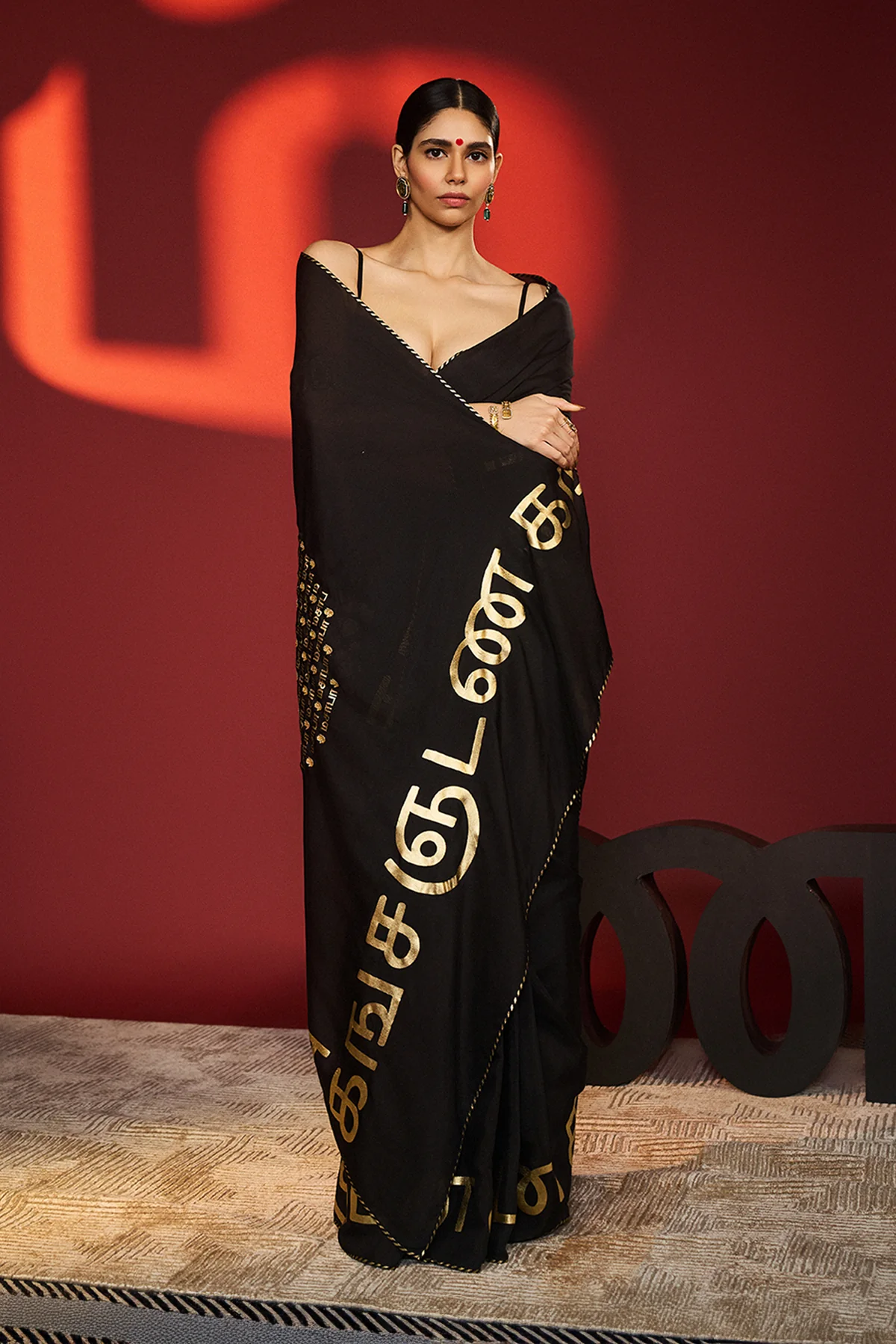 Black Madras Muse Saree - Image 8