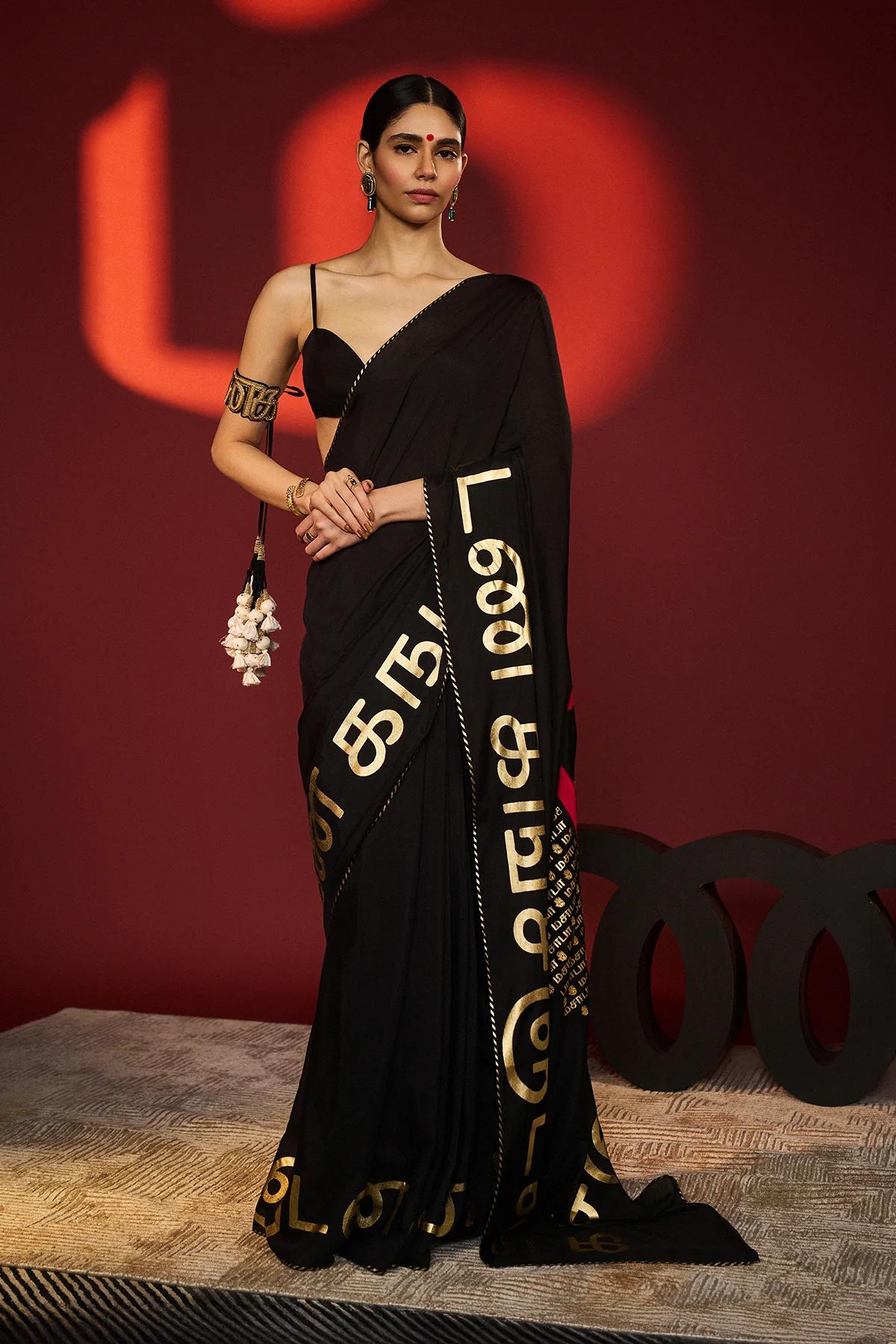 Black Madras Muse Saree - Image 9