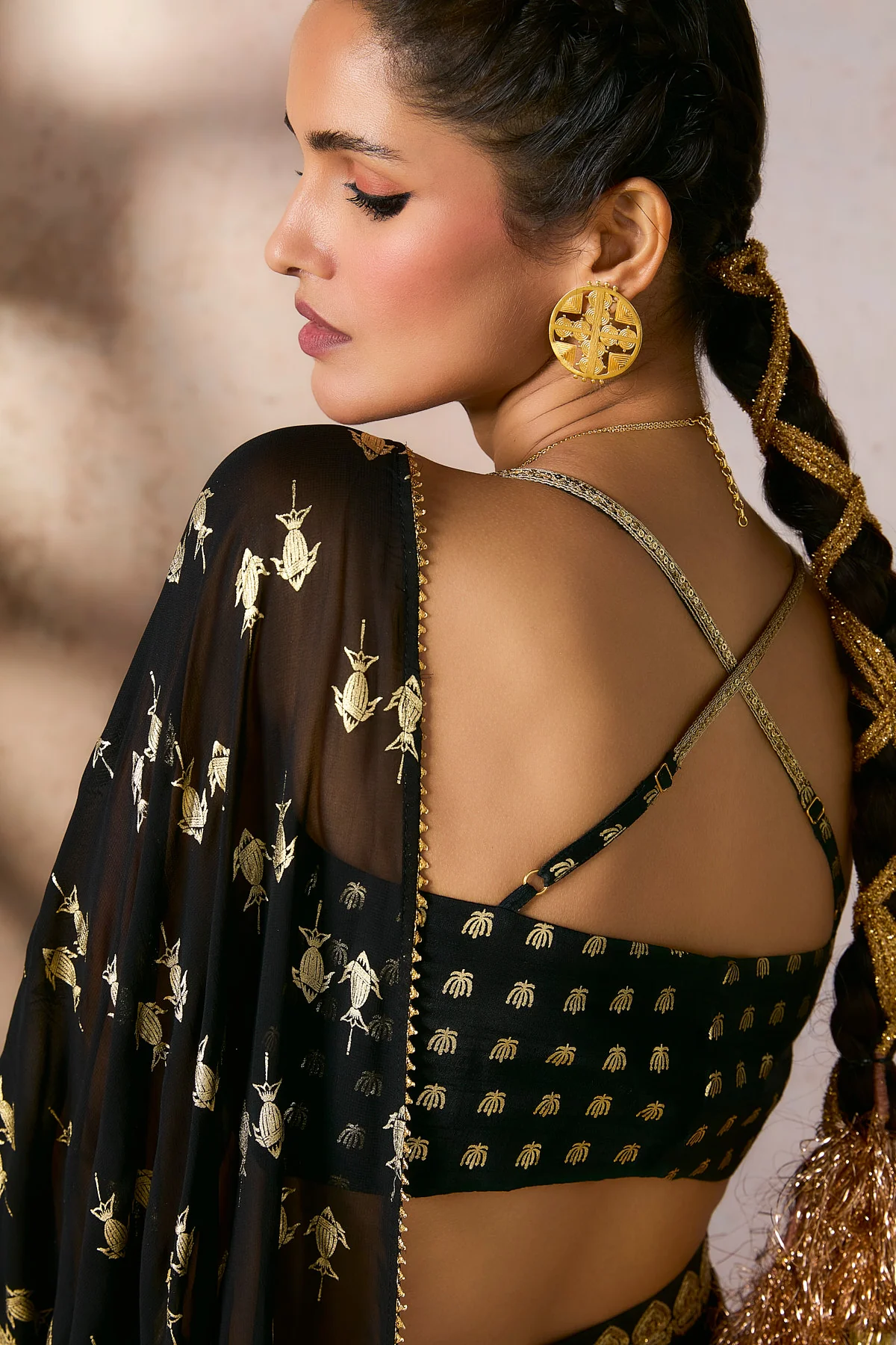 Black Mystic Drape Saree - Image 3