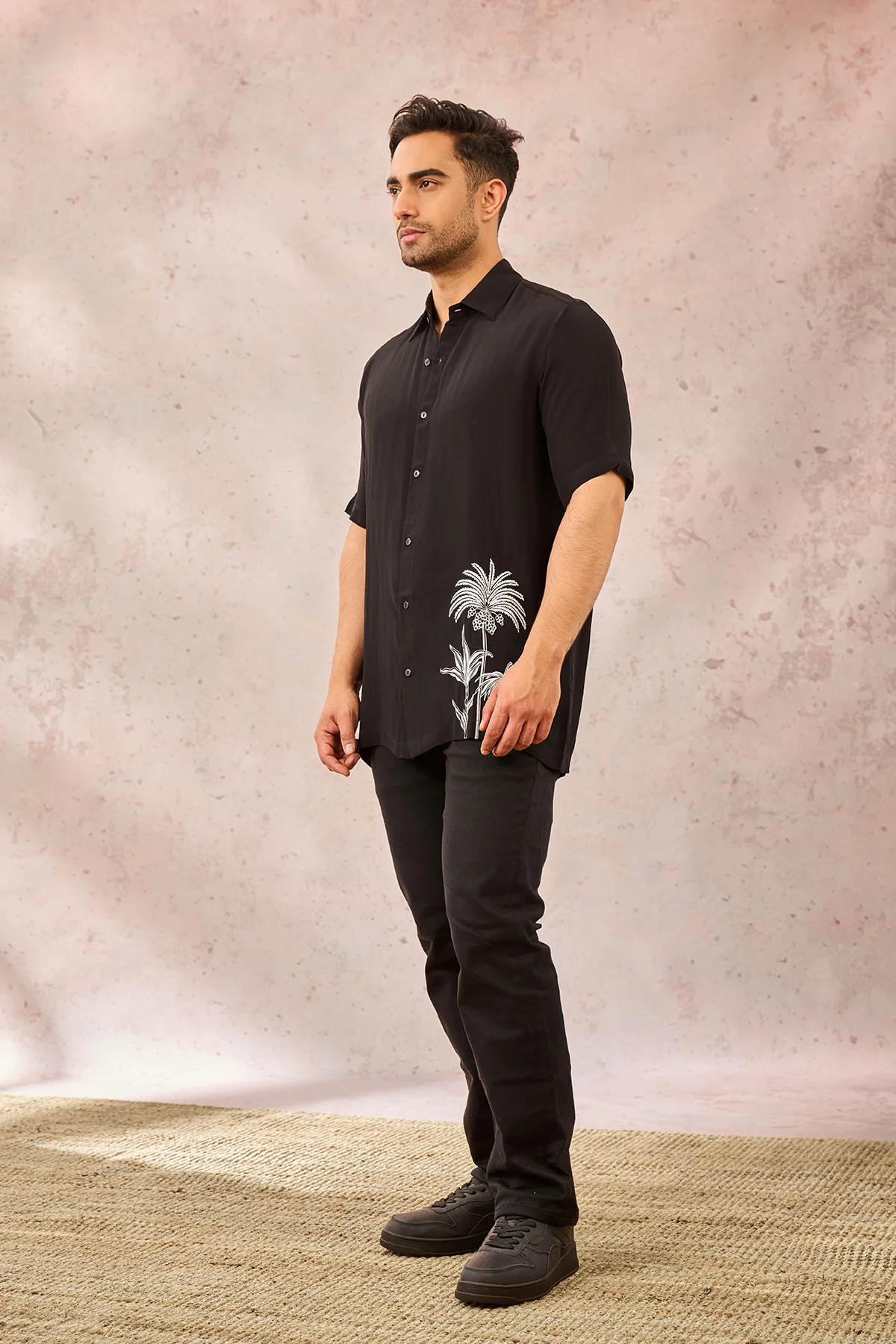Black Palm Tree Print Shirt - Image 2