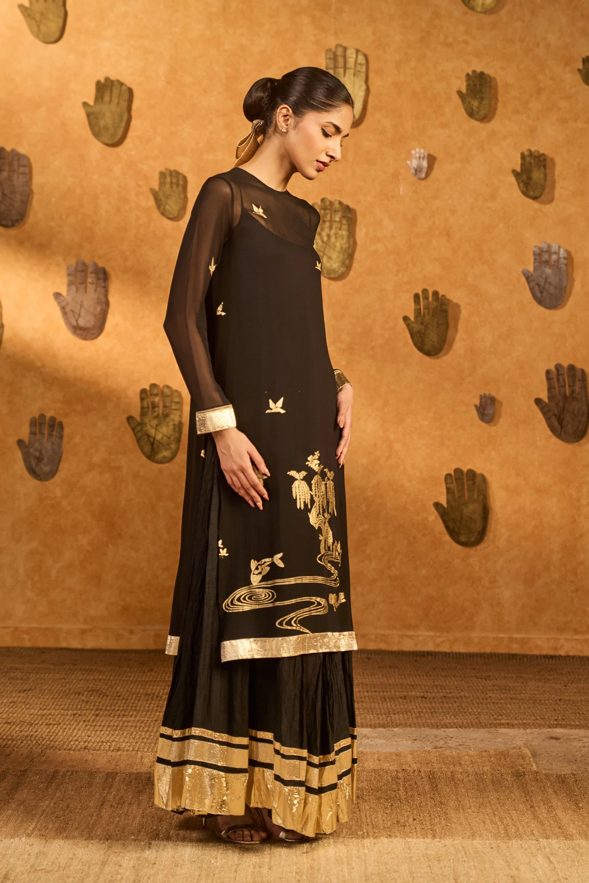 Black Stillwater Bloom Anarkali Set - Image 3
