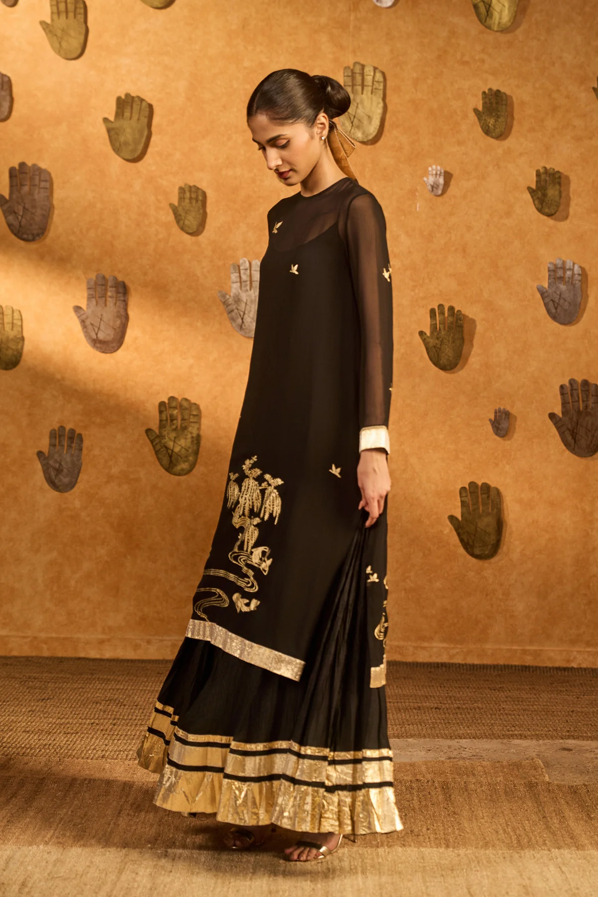 Black Stillwater Bloom Anarkali Set - Image 4