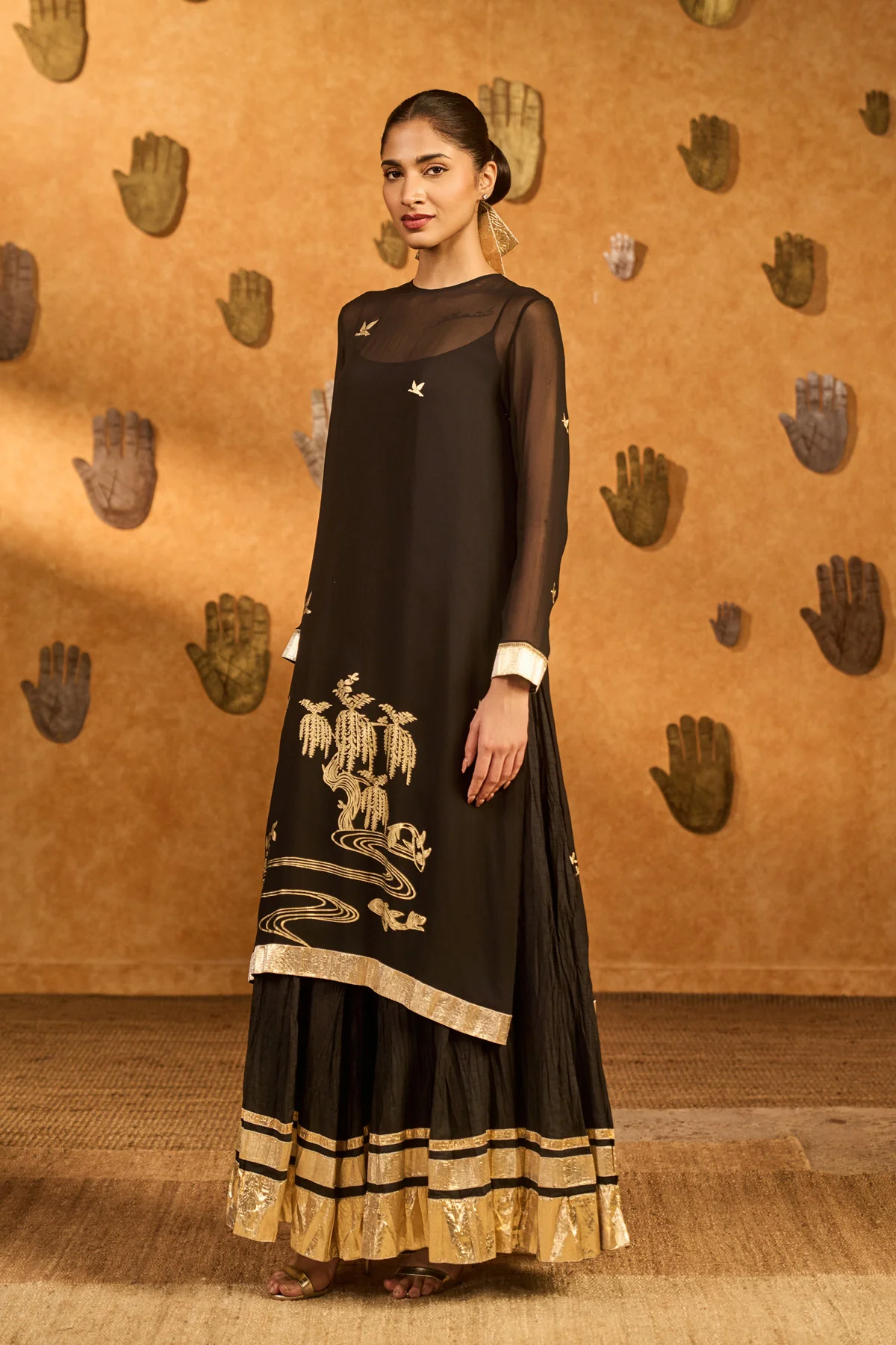 Black Stillwater Bloom Anarkali Set - Image 5