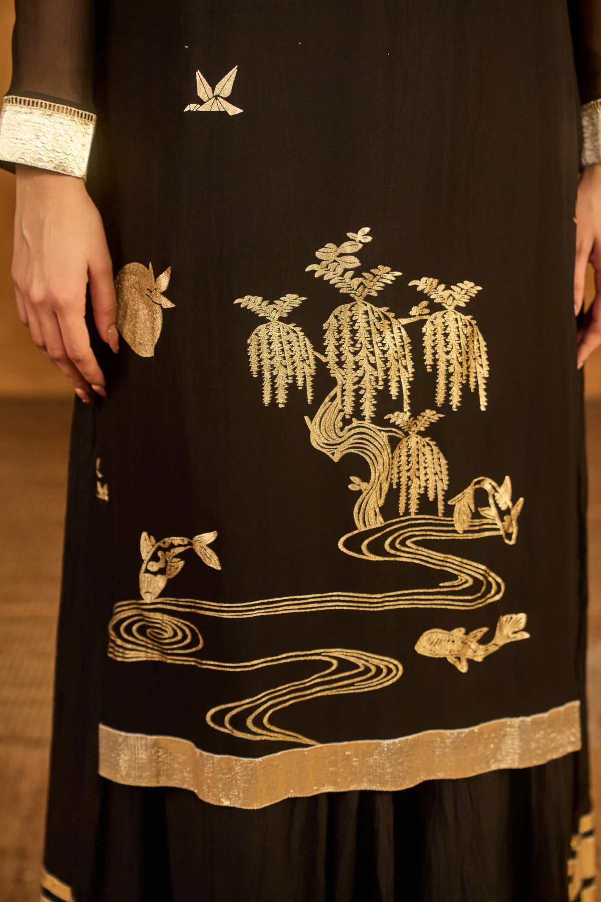 Black Stillwater Bloom Anarkali Set - Image 6