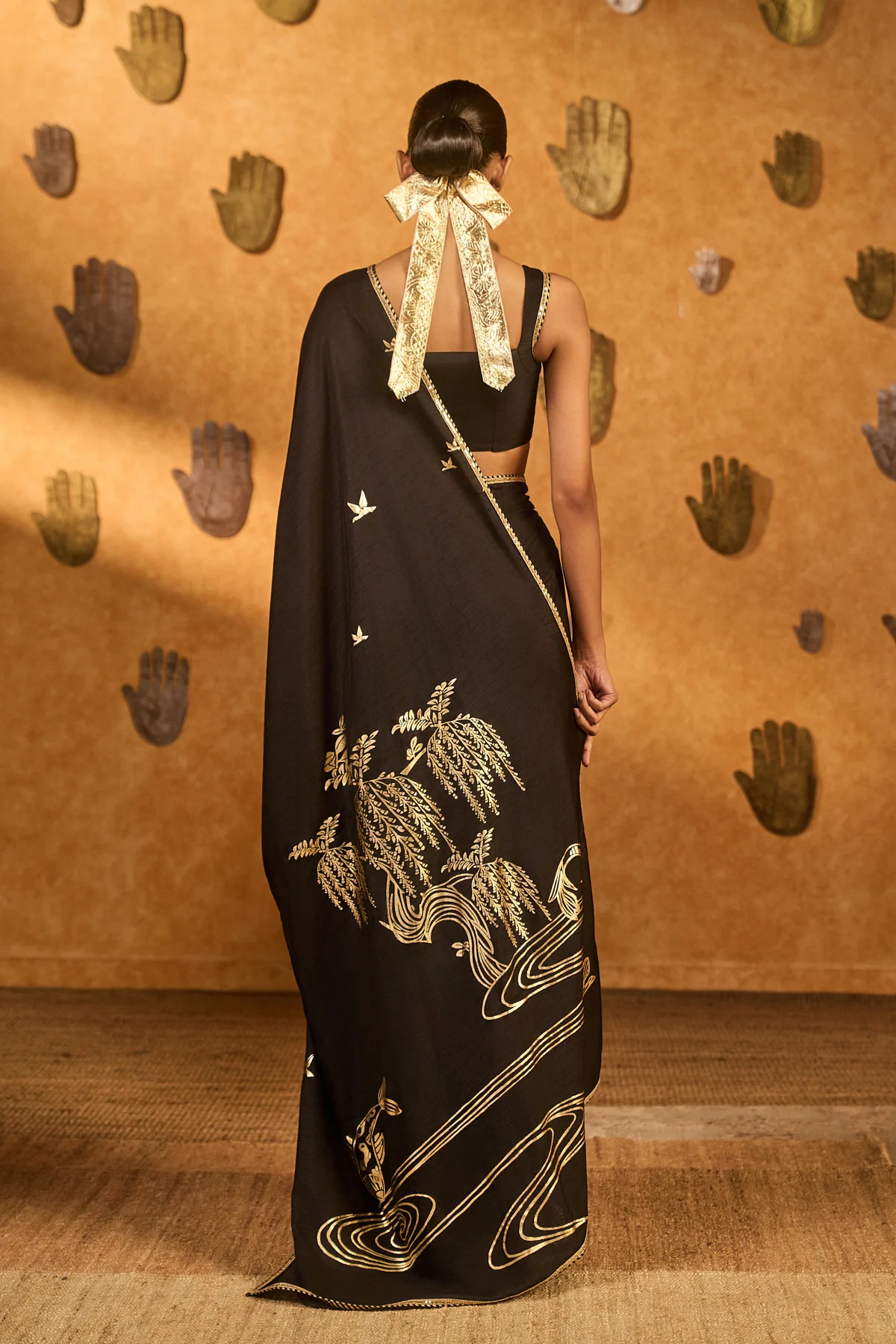 Black Stillwater Bloom Saree - Image 2