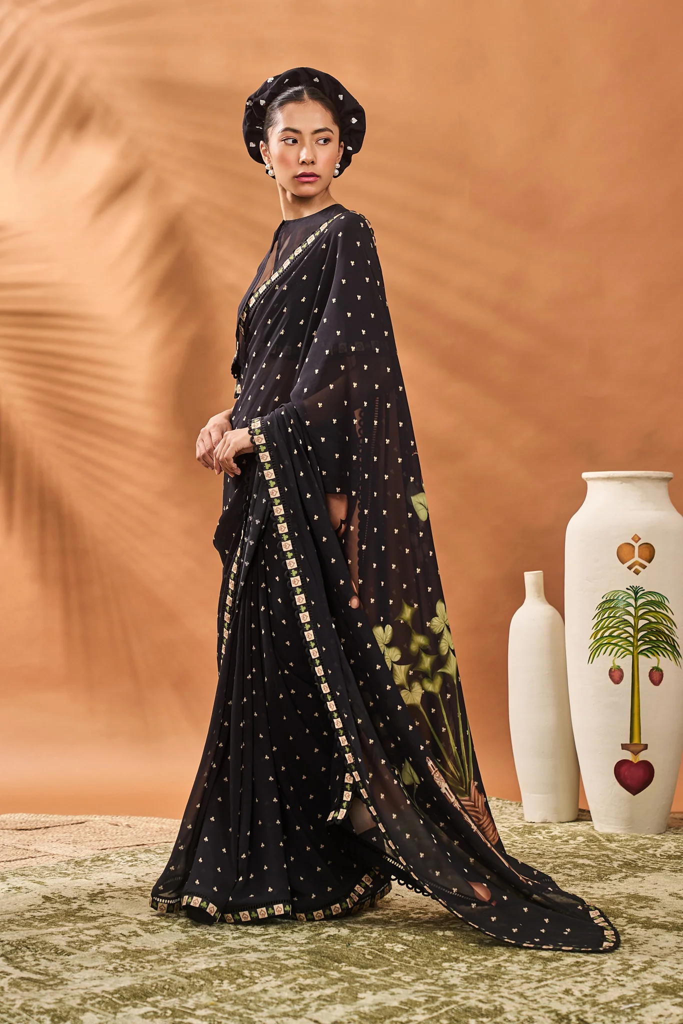 Black Striped All Fours Saree - Image 3