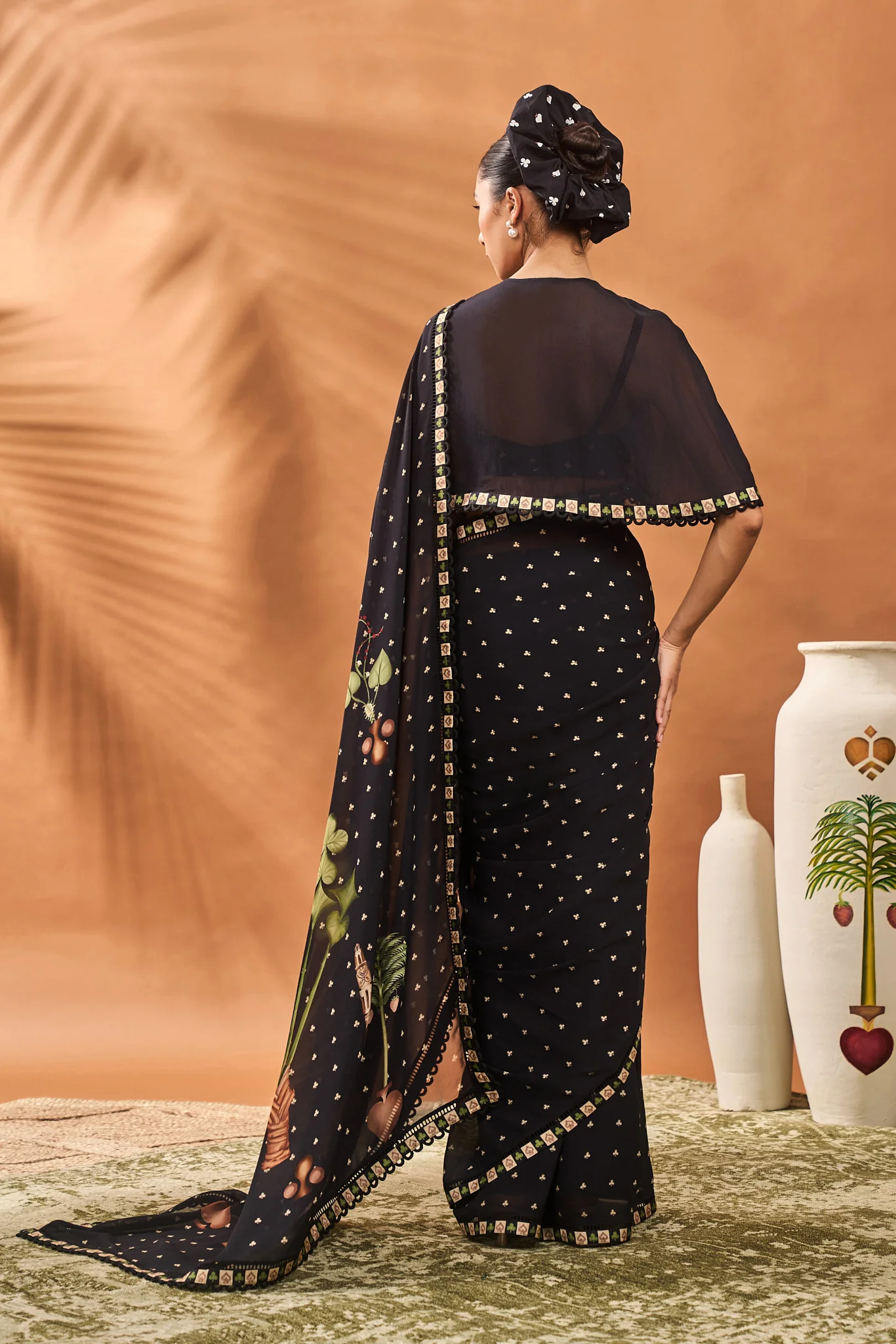 Black Striped All Fours Saree - Image 6