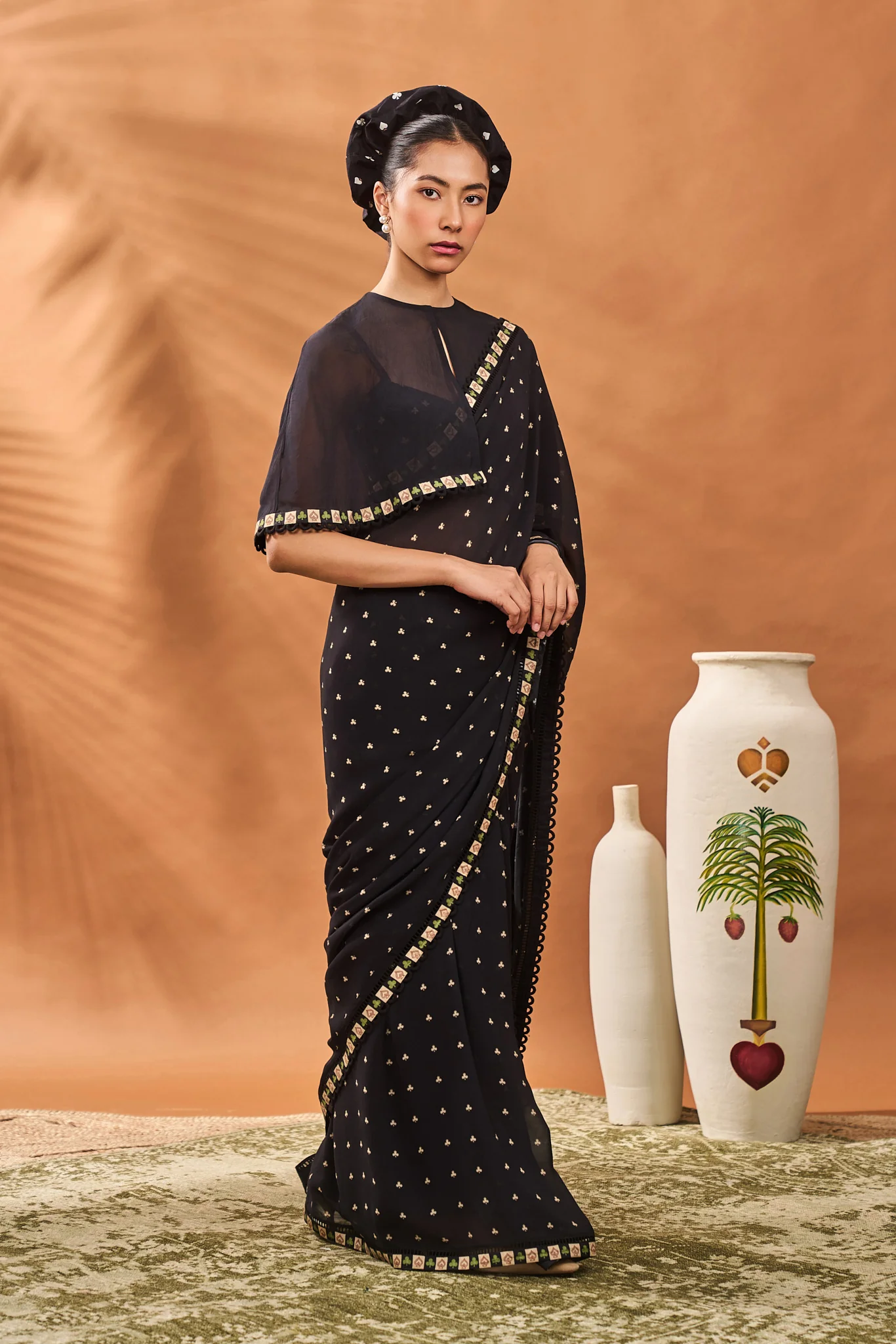 Black Striped All Fours Saree - Image 7