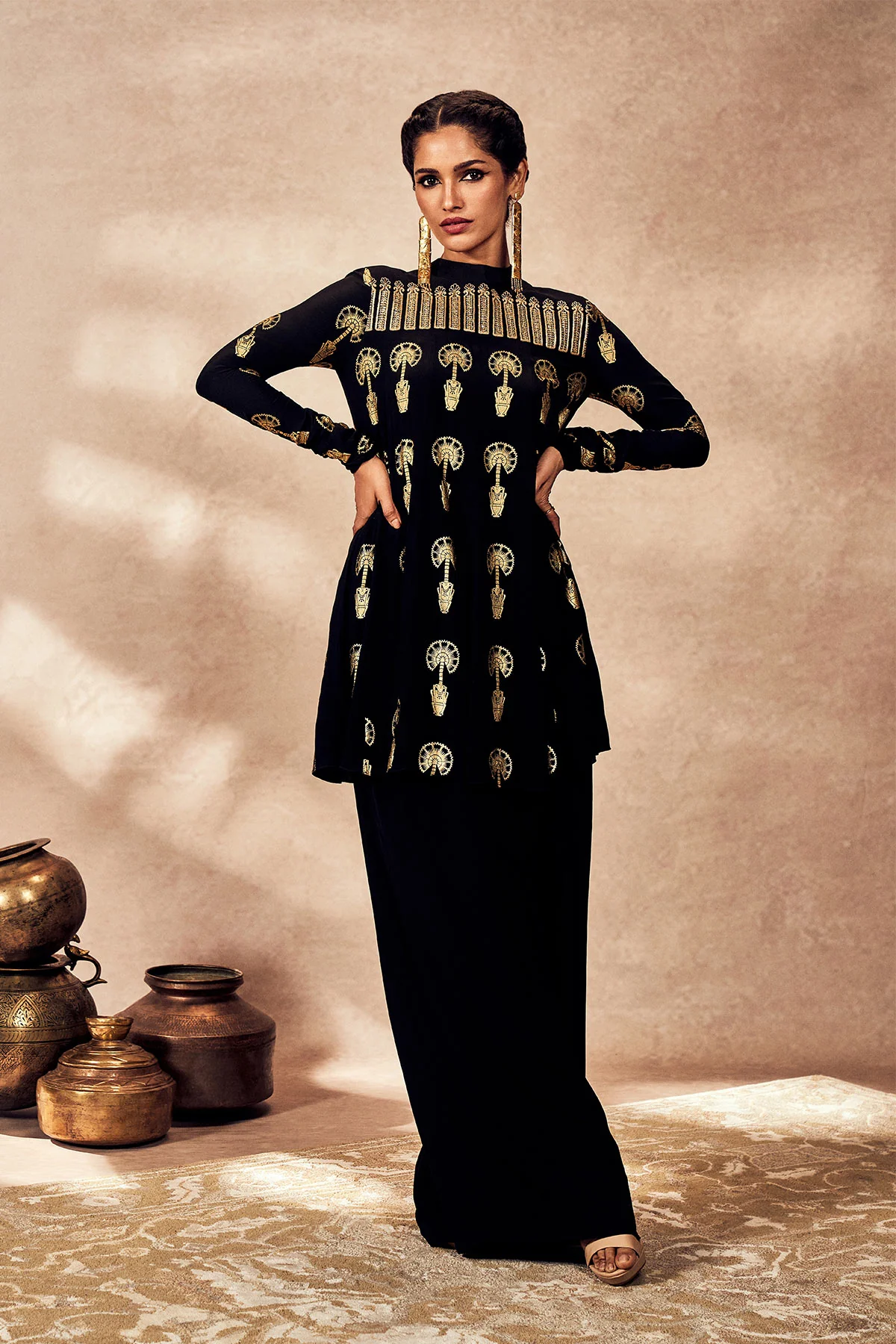 Black Traveller's Palm Tunic Set - Image 5