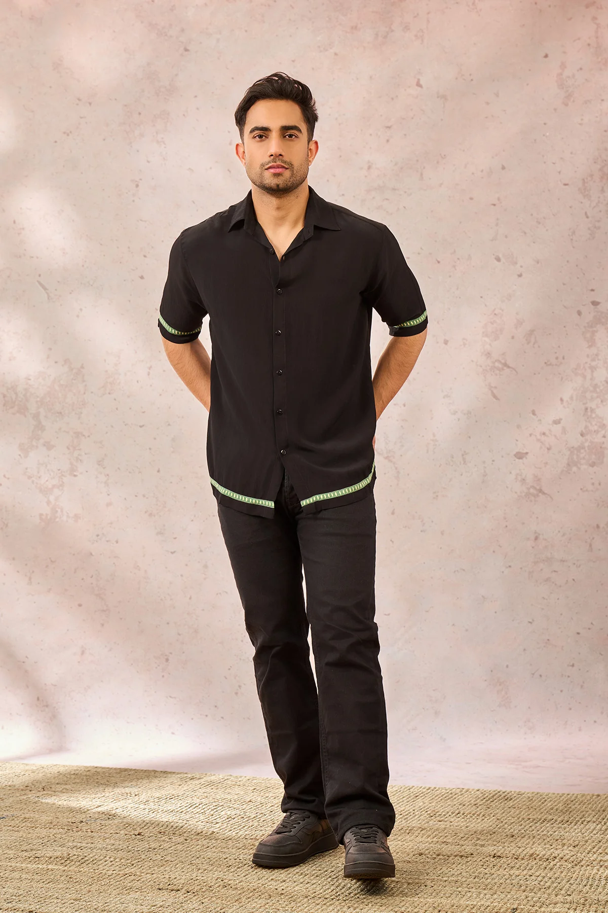 Black Tropical Print Shirt - Image 3