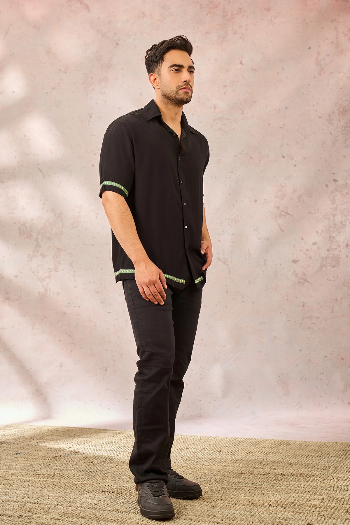 Black Tropical Print Shirt - Image 4