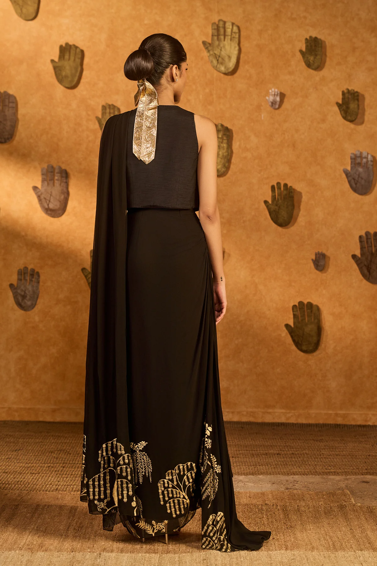 Black Zen Stitched Saree - Image 2