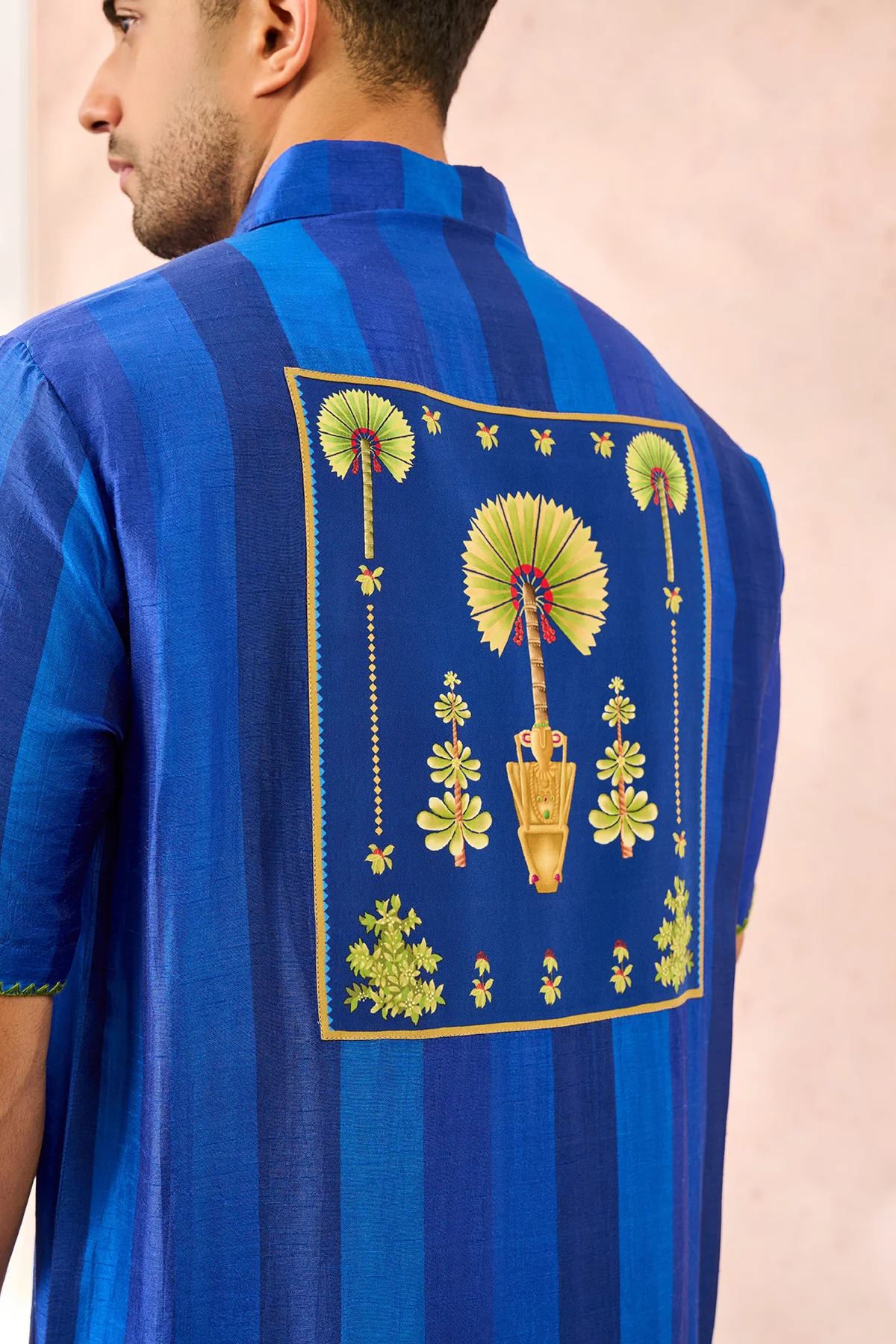 Blue Palm Stripes Shirt - Image 3