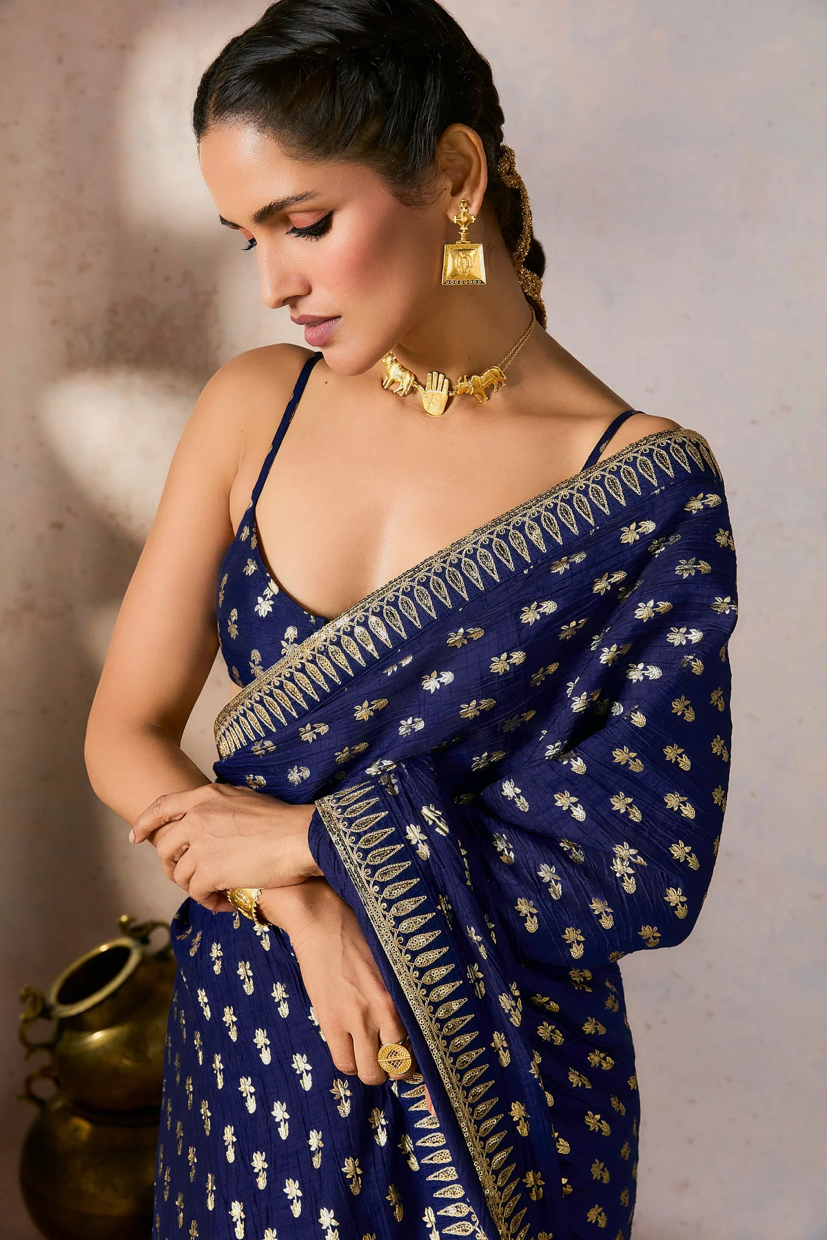 Blue Whispering Lily Crush Saree - Image 2