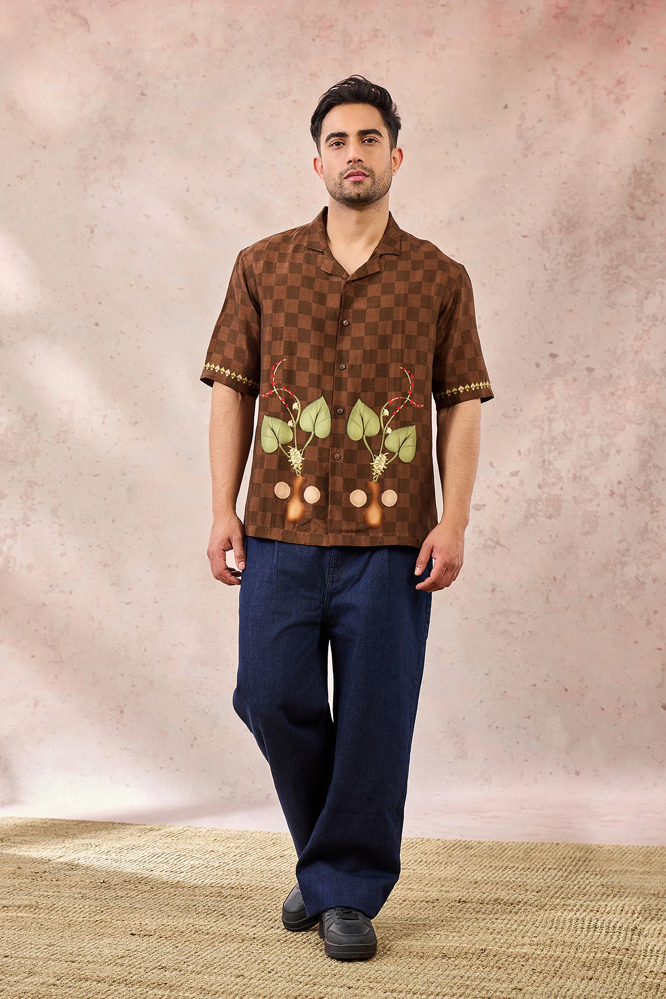 Brown Checkers Bloom Shirt - Image 4