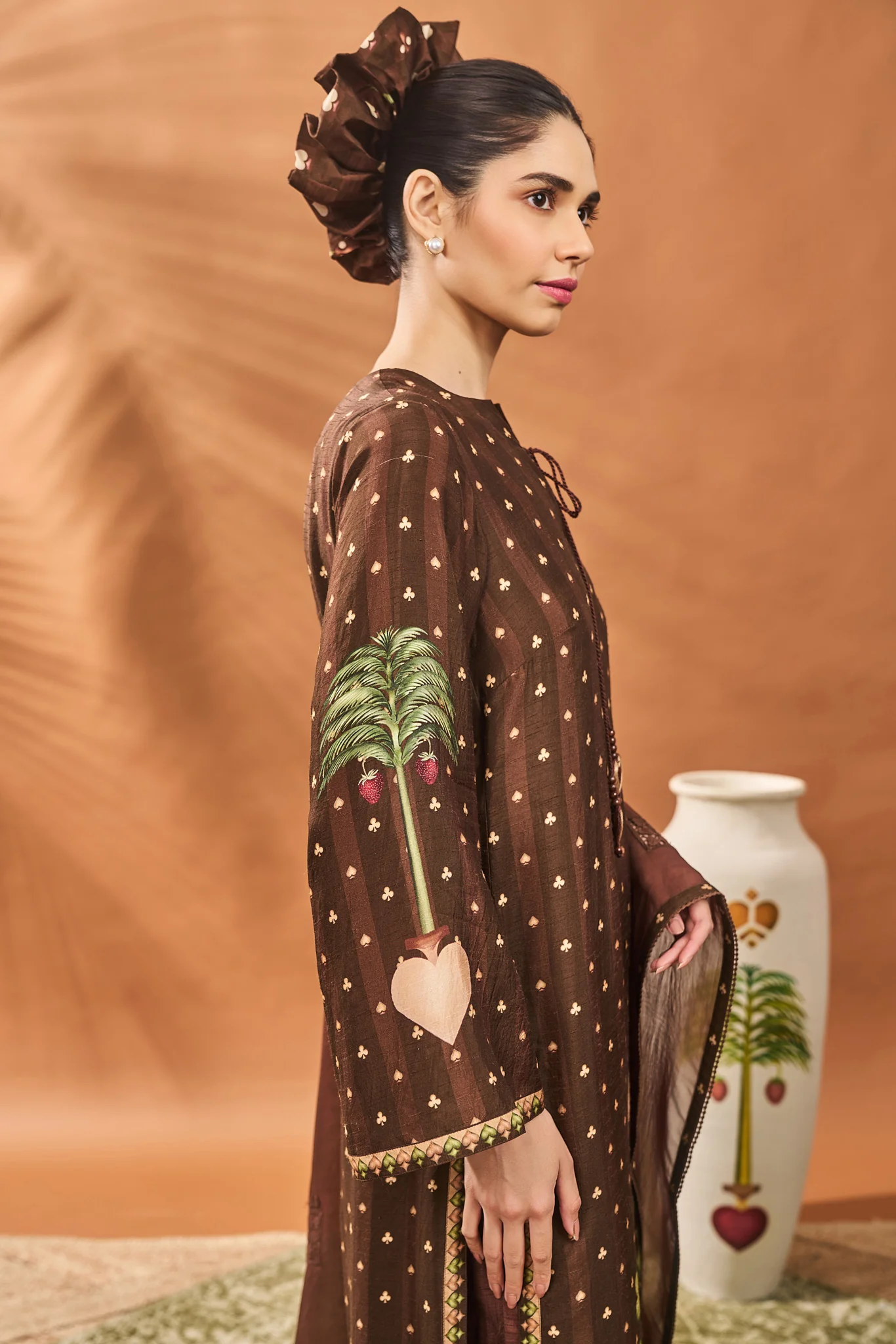 Brown Striped All Fours Kurta Set - Image 4