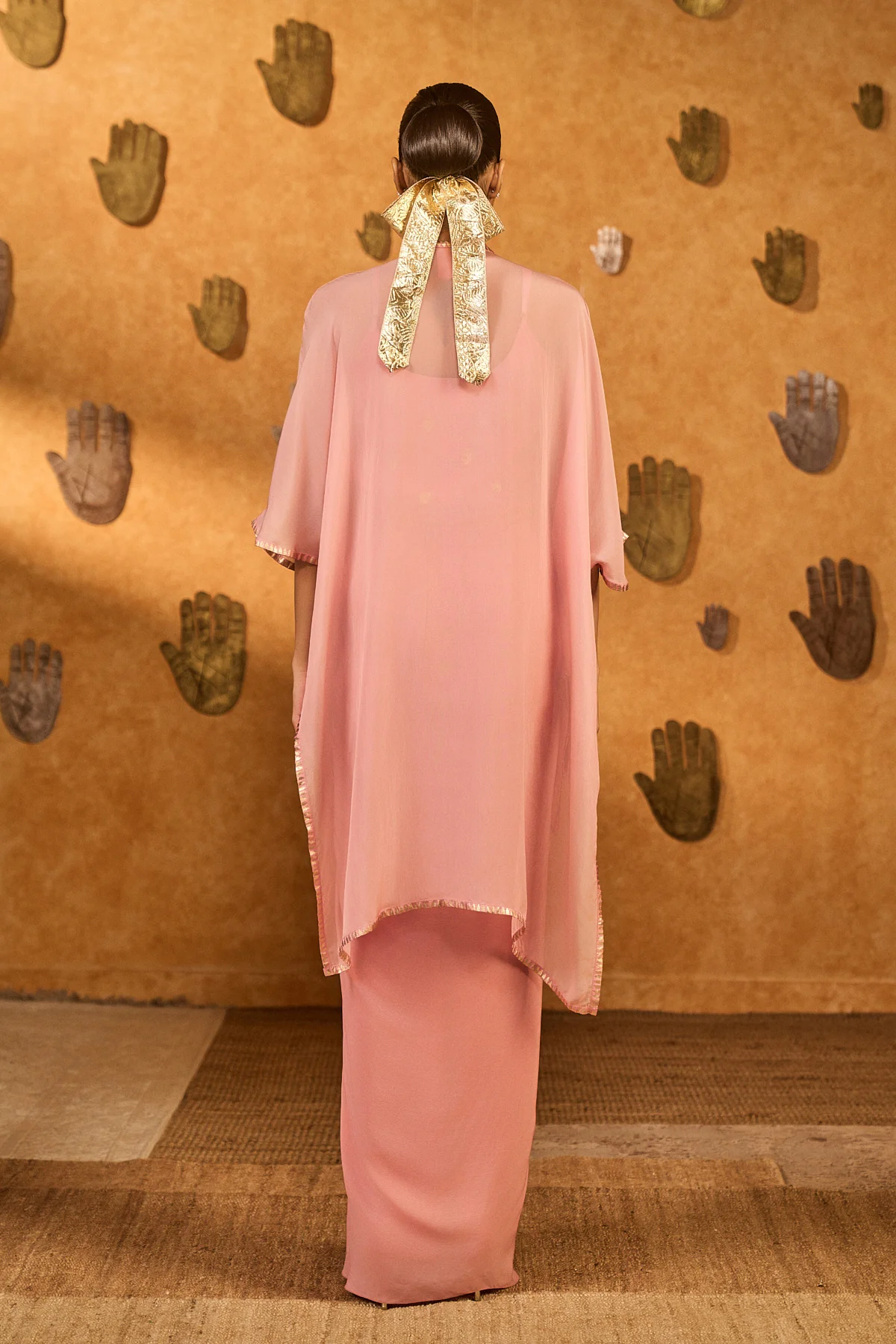 Champagne Pink Heartbeat Draped Cape Set - Image 2