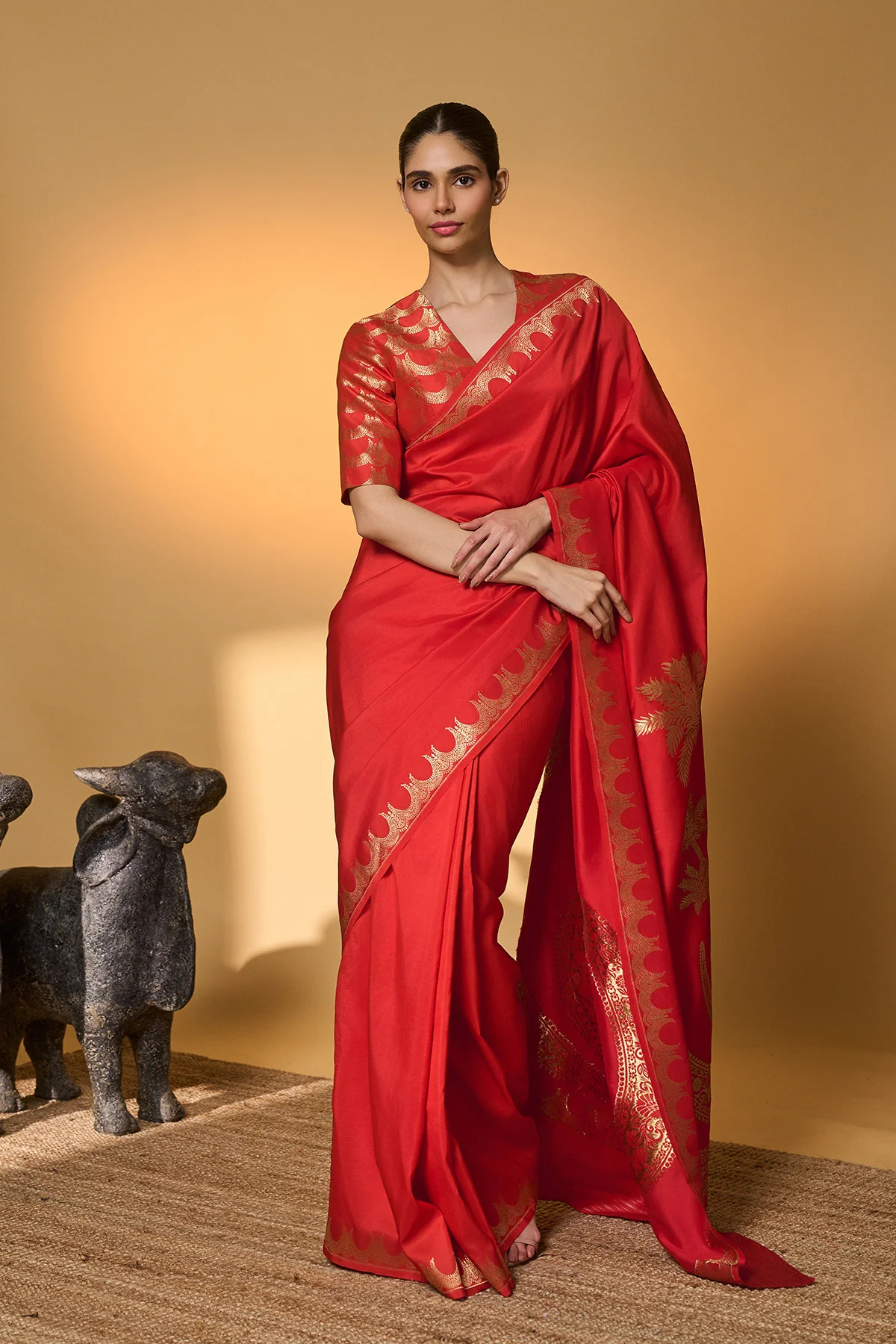 Crimson Tijila Saree - Image 5
