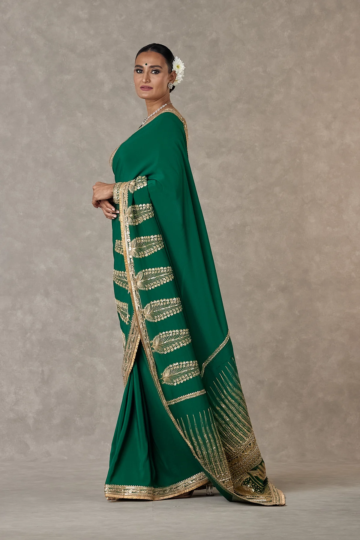 Dark green Son-Patti Saree - Image 8