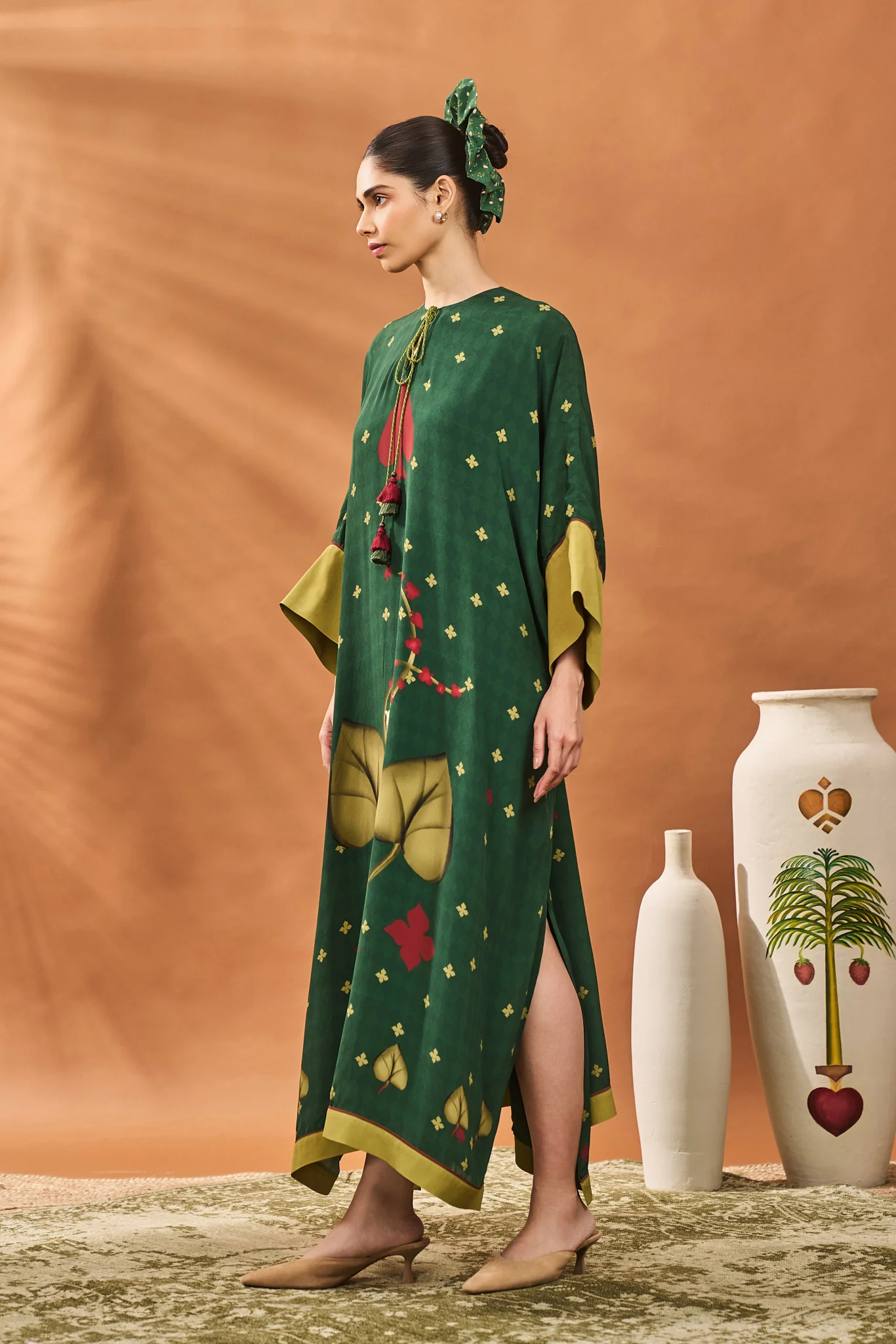 Green Clover Checks Kaftan - Image 5