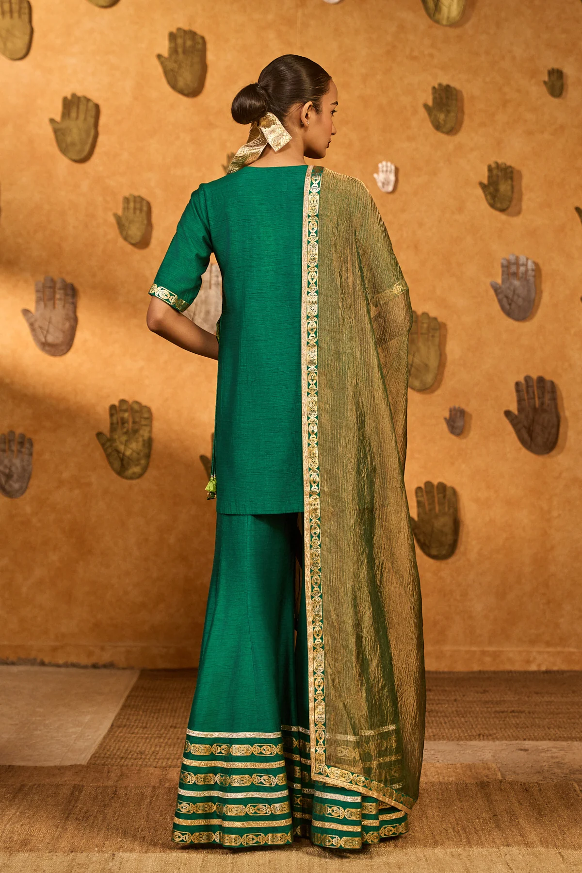 Green Gilded Sharara Set - Image 2