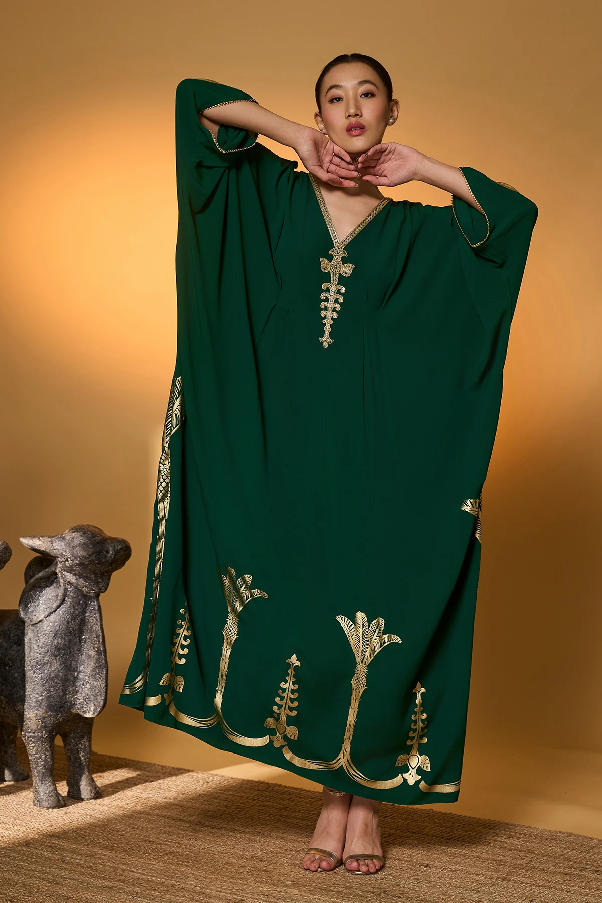 Green Palm Tress Kaftan - Image 3
