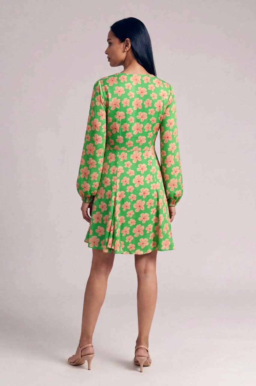 Green Passion Flower Skater Dress - Image 3