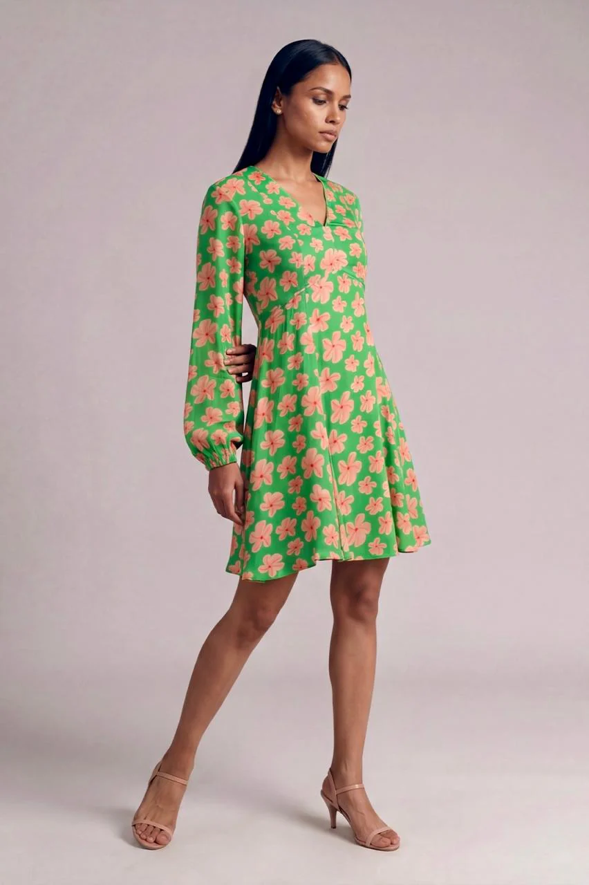 Green Passion Flower Skater Dress - Image 4