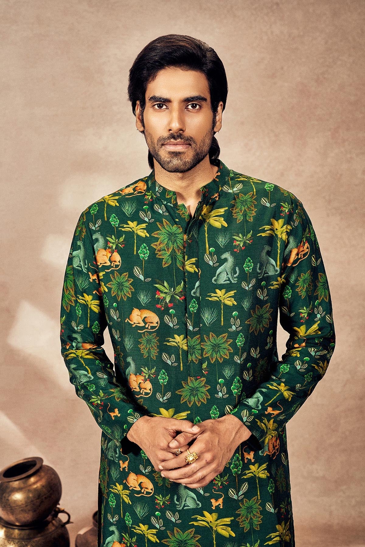 Green Tropical Rhapsody Kurta Set - Image 2