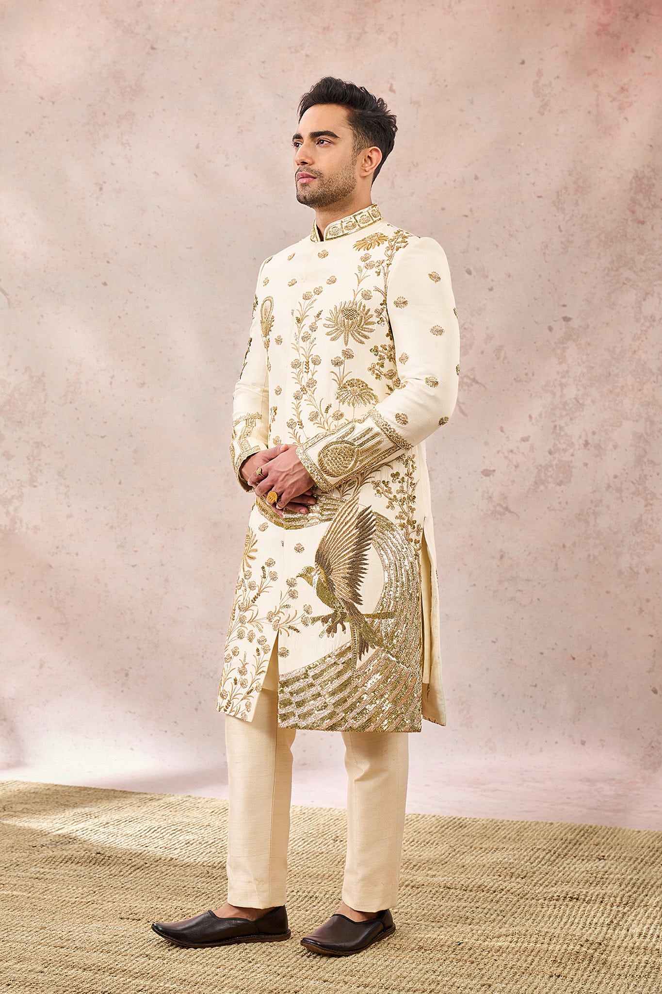 Ivory Bagh E Bahar Sherwani Set - Image 2