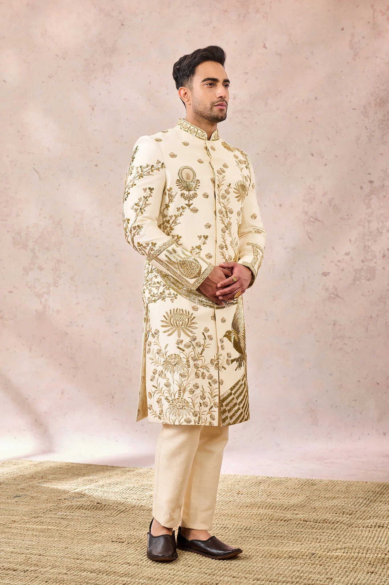 Ivory Bagh E Bahar Sherwani Set - Image 3