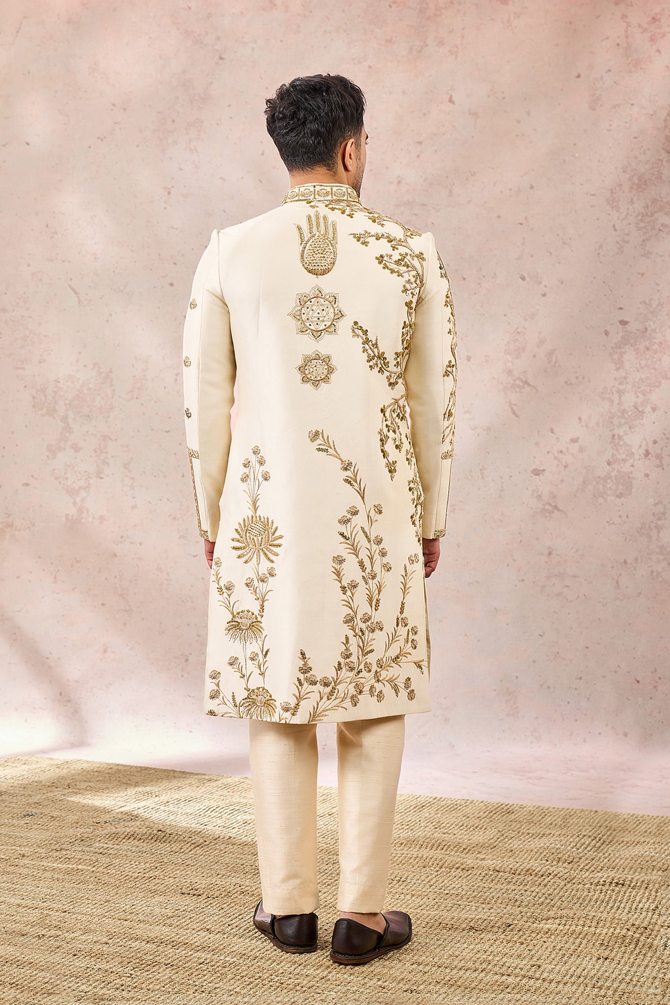 Ivory Bagh E Bahar Sherwani Set - Image 4