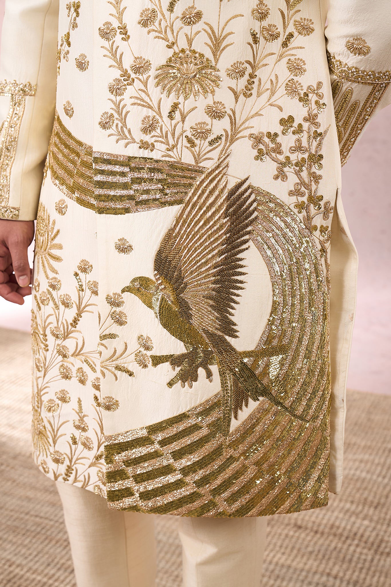 Ivory Bagh E Bahar Sherwani Set - Image 5